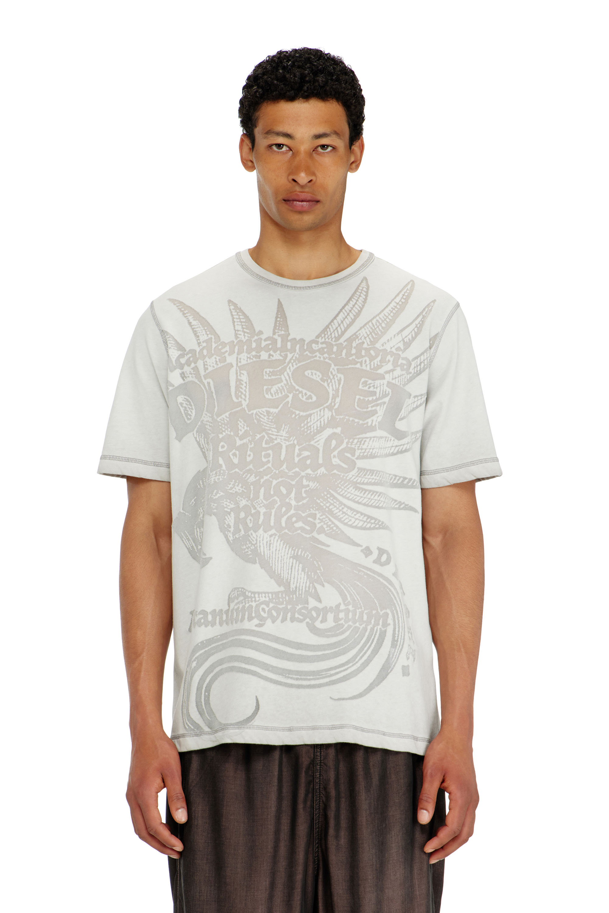 Diesel - T-RAWJUST-AA1, T-shirt en jersey avec motif emboss&eacute; Homme in Gris - 3