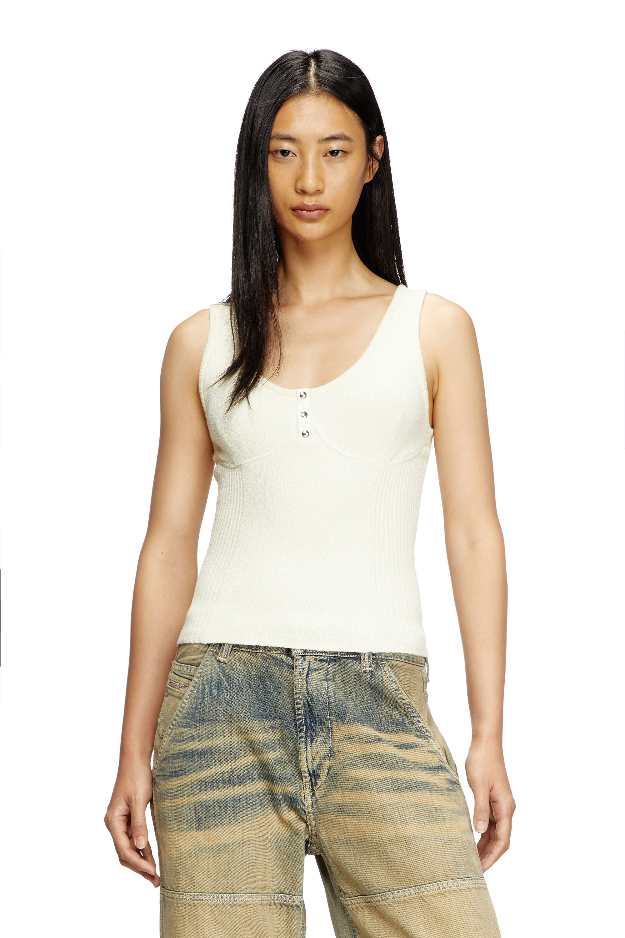 Diesel - M-LIANNE, Débardeur en maille effet bustier Femme in Blanc - 1