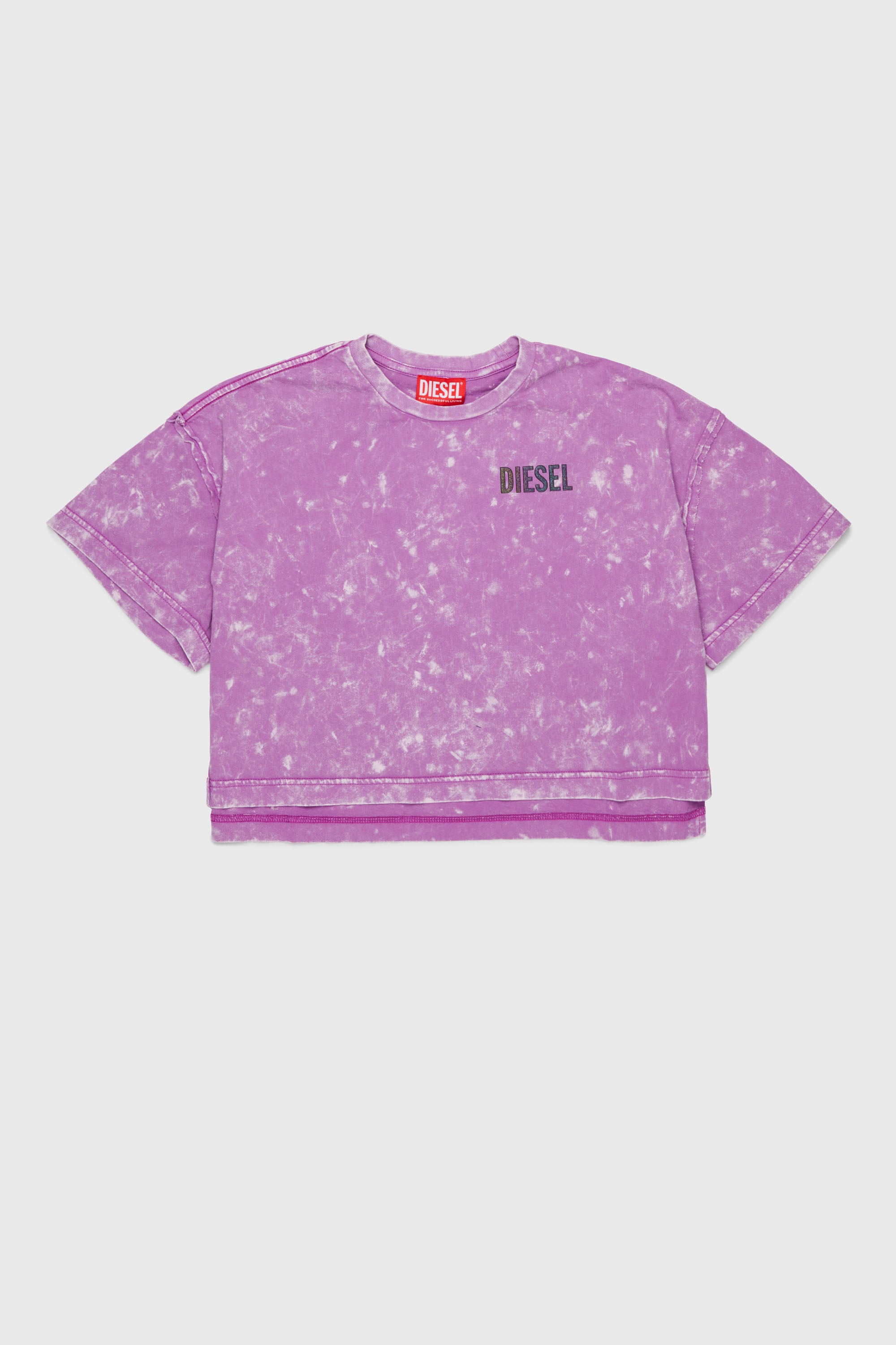 Diesel - TLOXY, T-shirt cropped avec effet tie-dye Femme in Violet - 1
