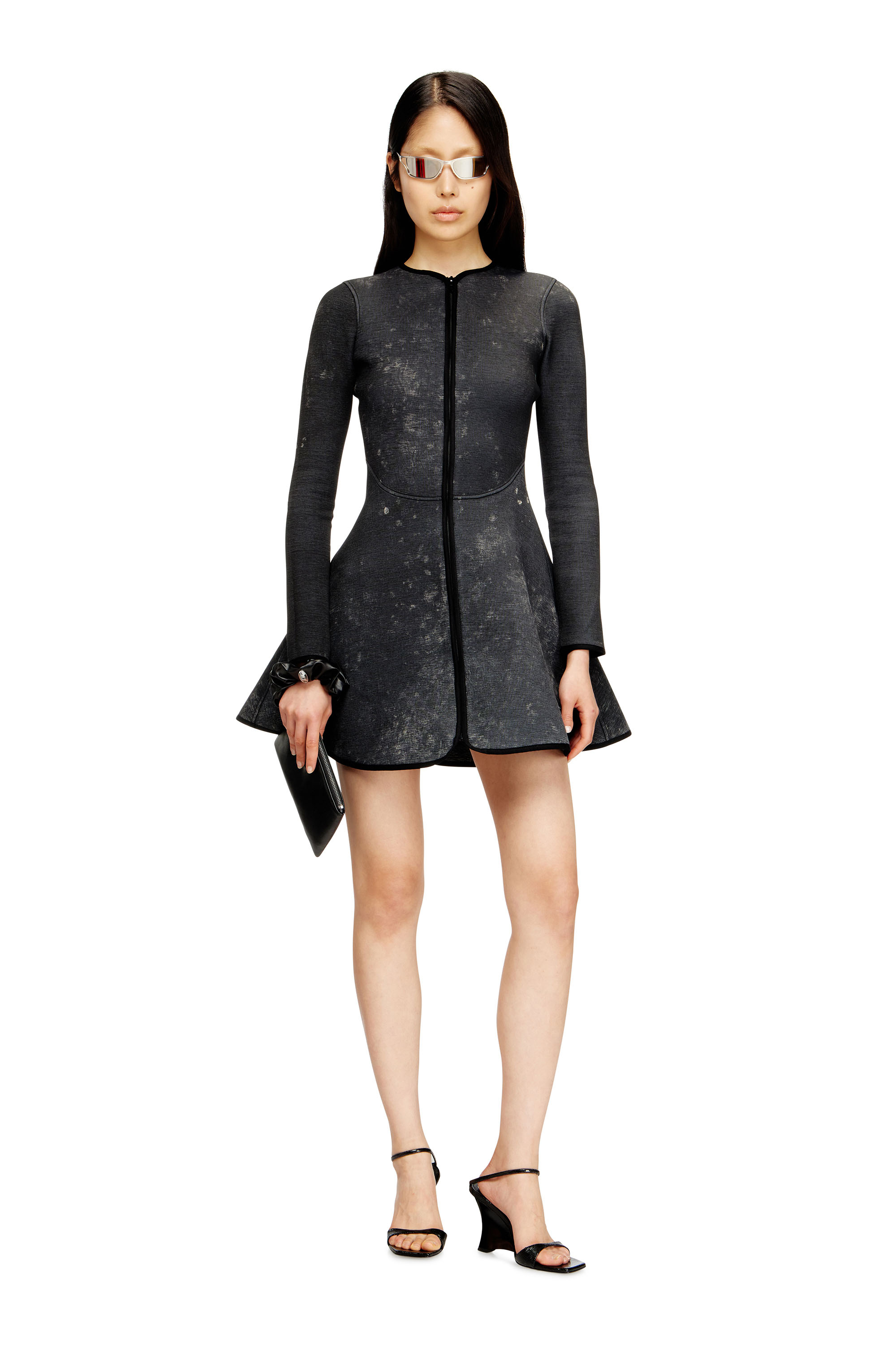 Diesel - D-EOPRE, Robe courte en scuba marbré Femme in Gris - 1