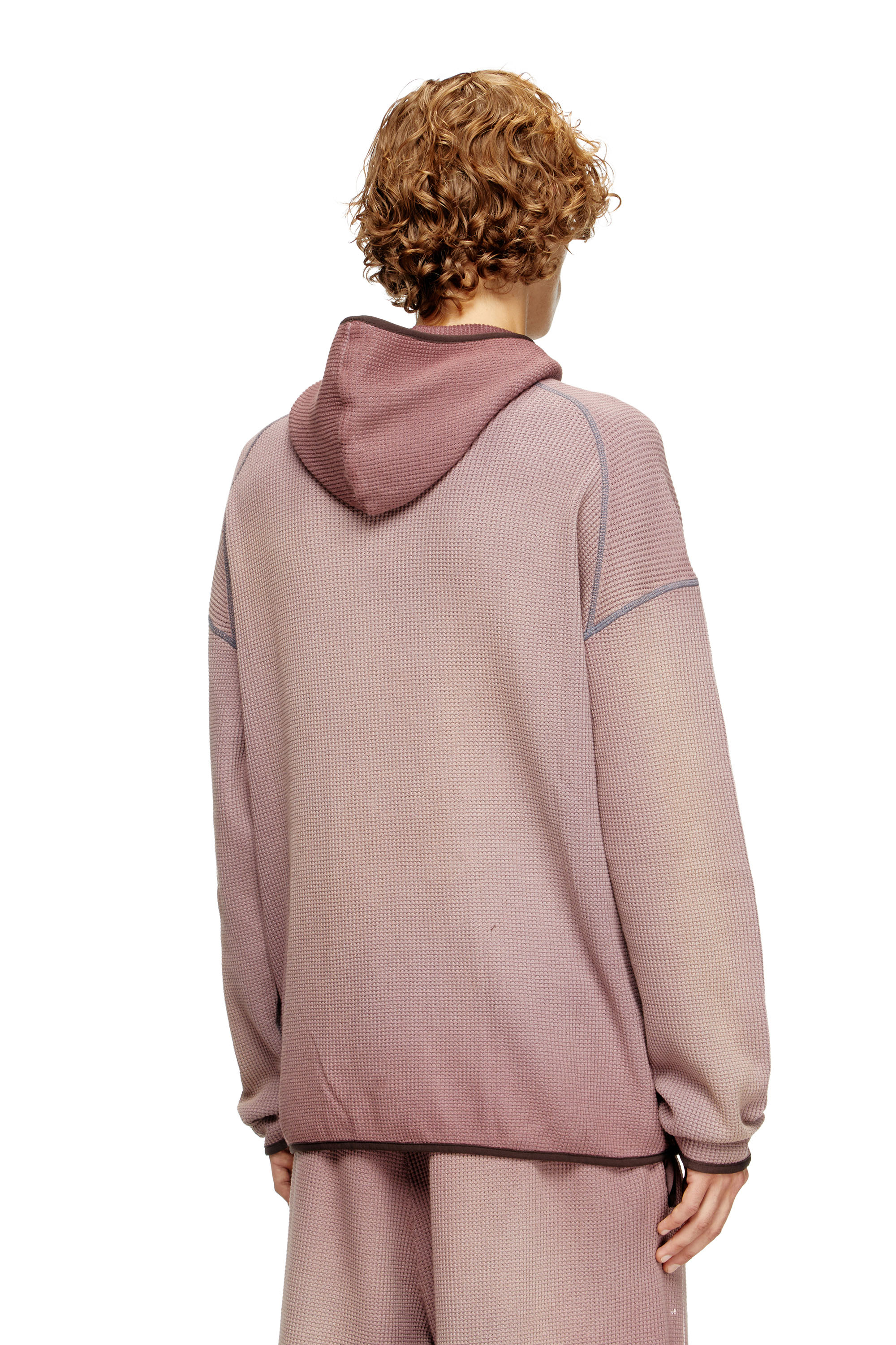 Diesel - S-WAF-HOOD-NEW, Sweat-shirt à capuche délavé en tissu gaufré avec imprimé graphique Homme in ToBeDefined - 4