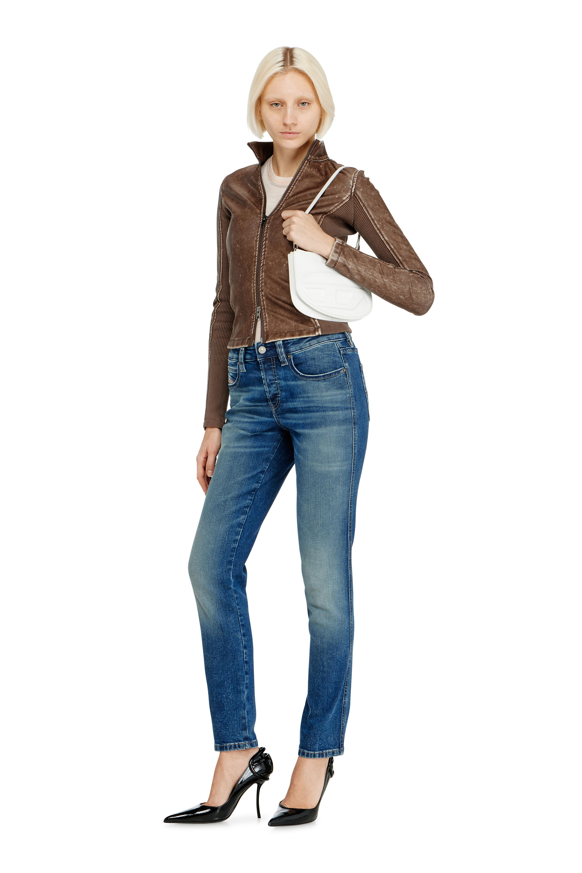 Diesel - 1DR TWIN, 1DR Twin-Sac &eacute;paule &agrave; deux pochettes en cuir imprim&eacute; Femme in Blanc - 2