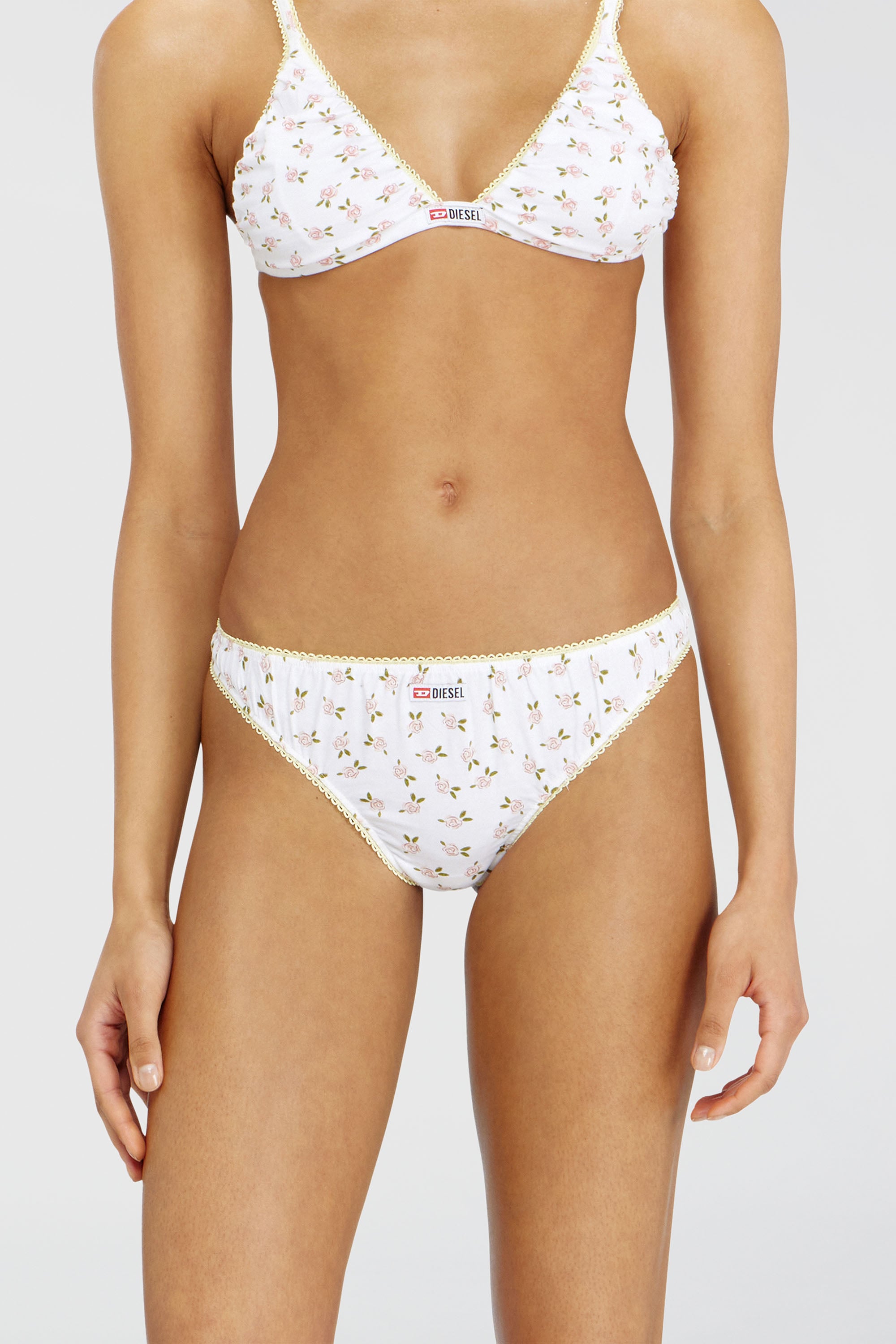 Diesel - ALEXIS-D-CORE, String en coton &agrave; imprim&eacute; floral all-over Femme in Blanc - 1