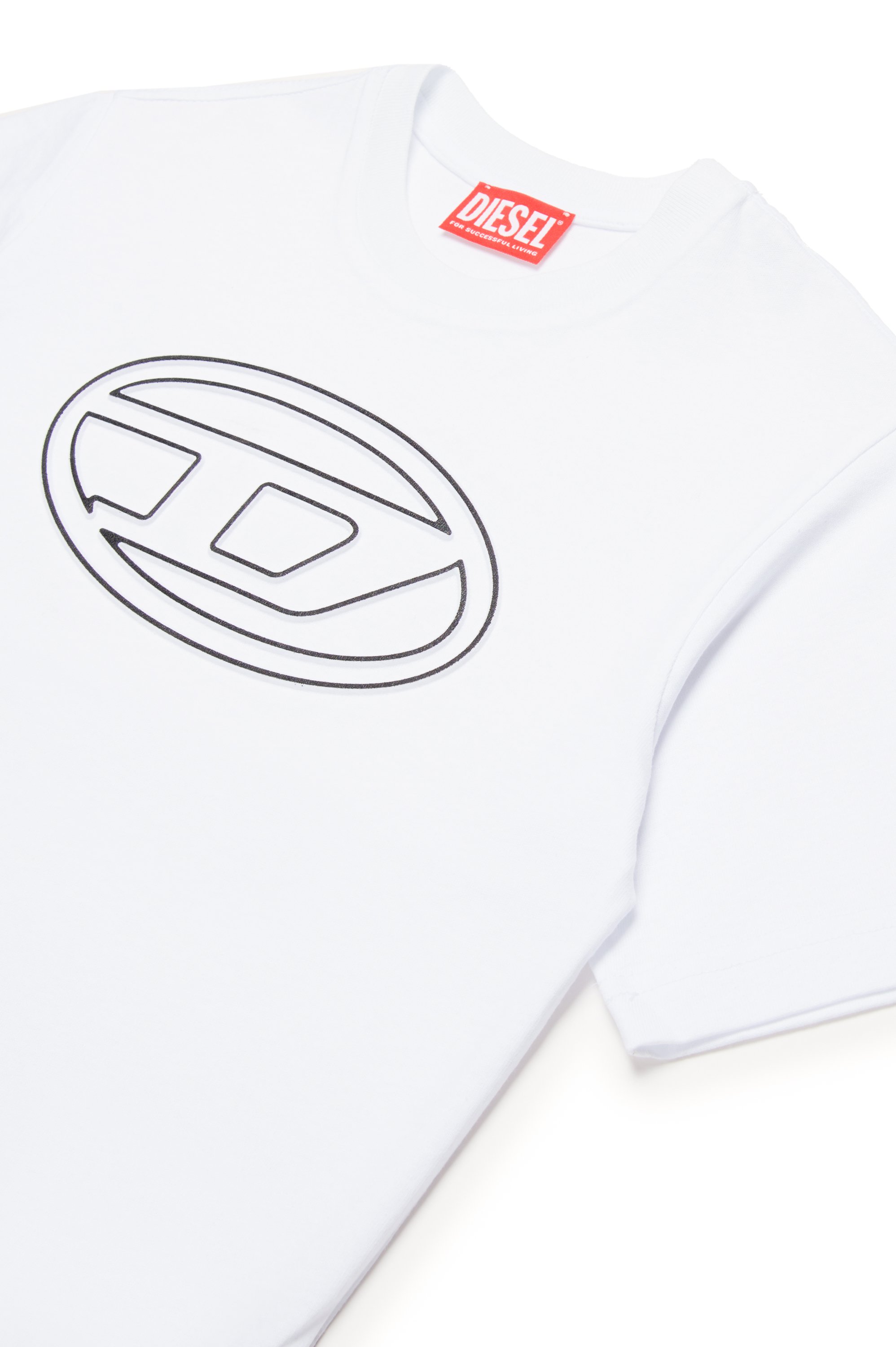 Diesel - TJUSTBIGOVAL OVER, Homme T-shirt avec logo contour Oval D in Blanc - Image 3