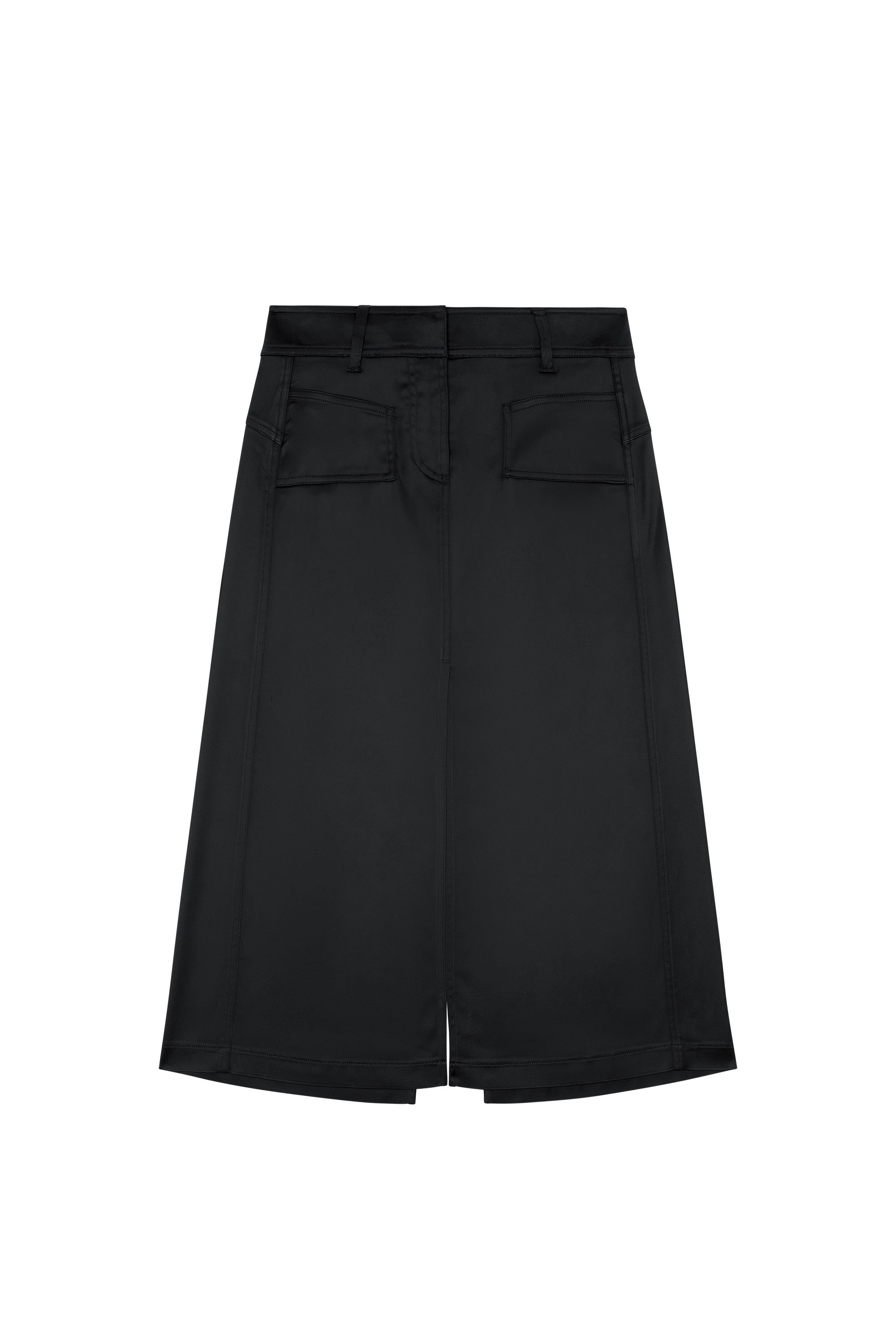 Diesel - O-YAN, Jupe midi en satin stretch Femme in Noir - 3