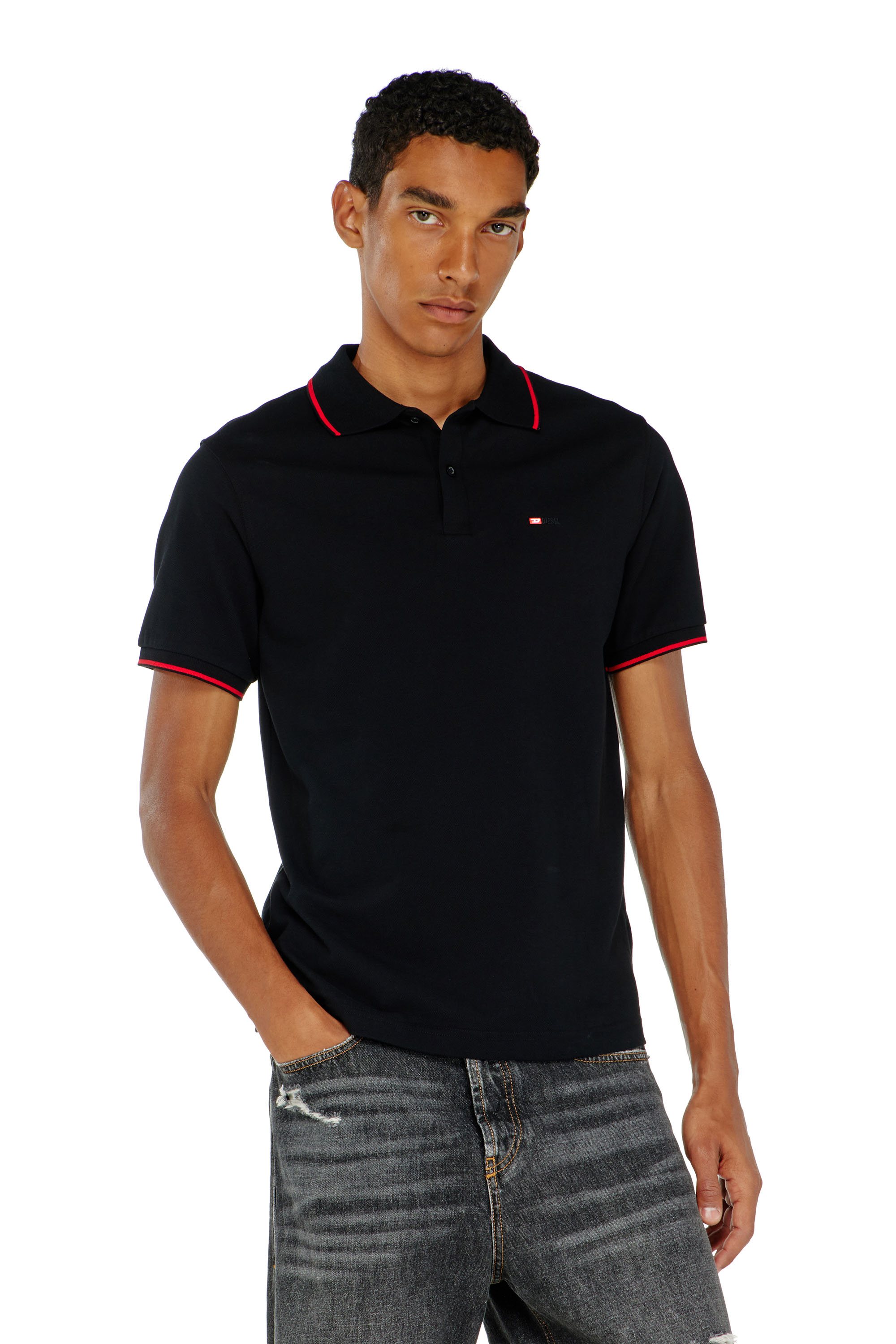 Diesel - T-FERRY-MICRODIV, Polo avec micro broderie Diesel Homme in Noir - 3
