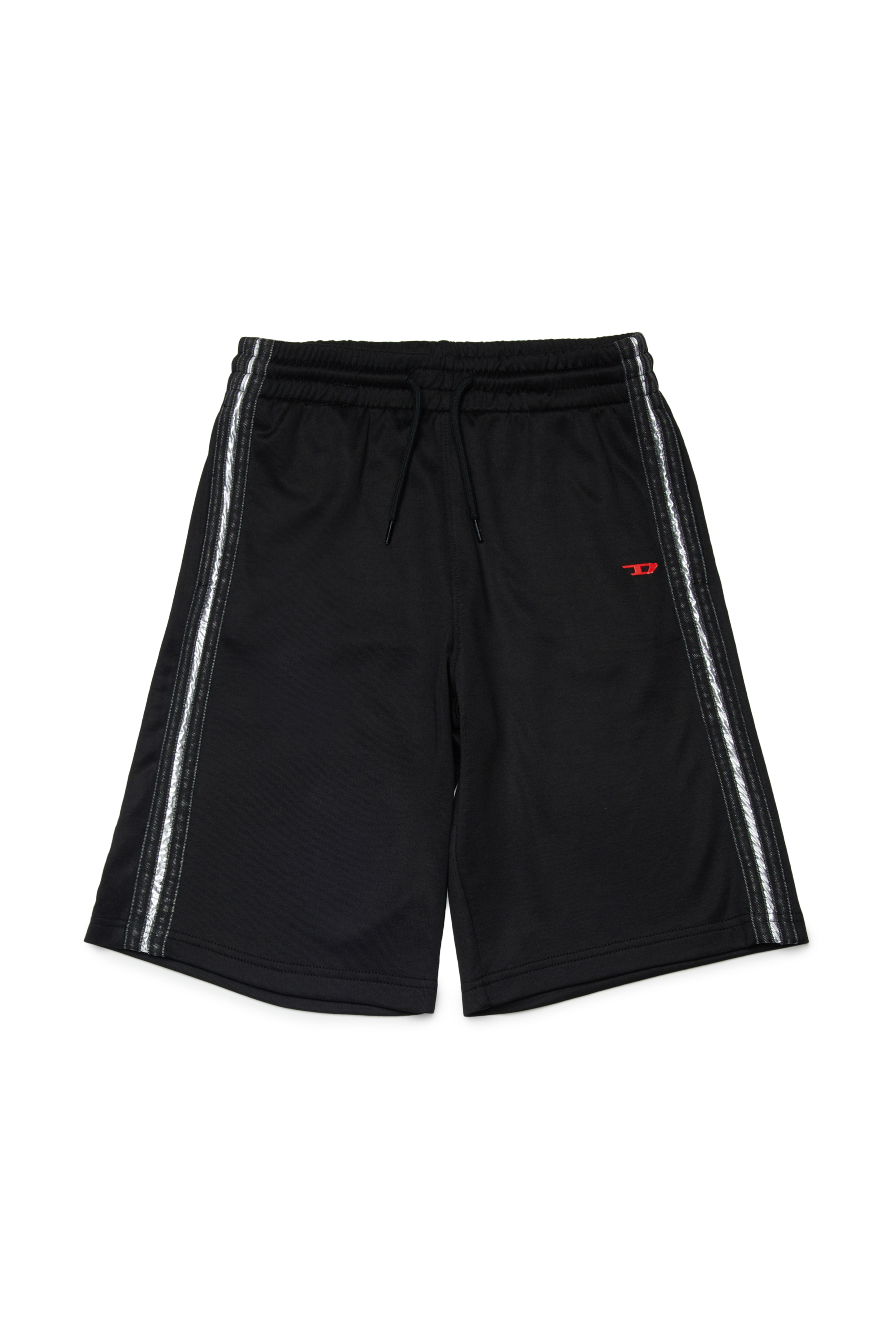 Diesel - PACARON SHORT, Shorts en molleton avec bandes lat&eacute;rales Homme in Noir - 1