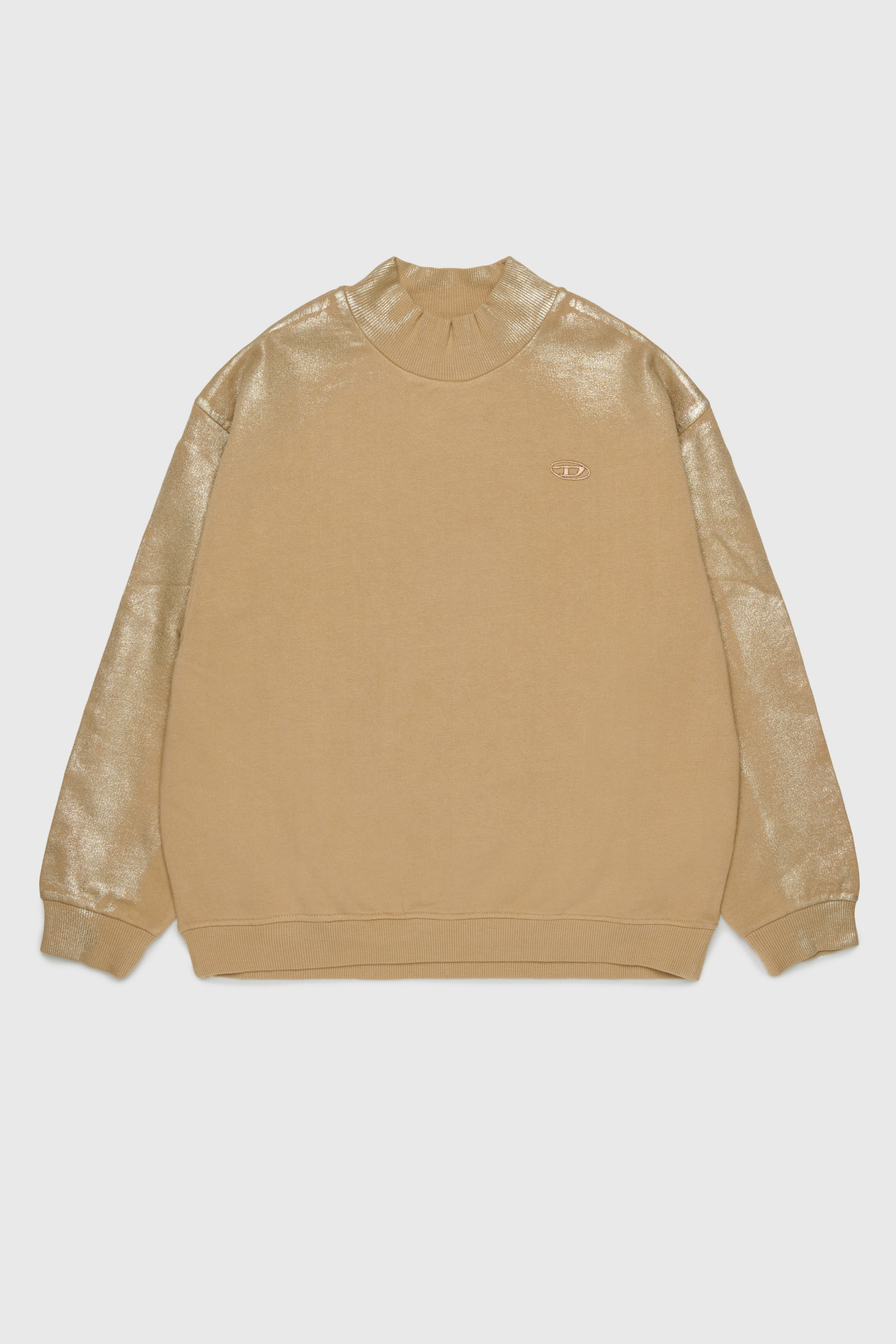 Diesel - SFALEXNS1, Sweat-shirt avec manches effet m&eacute;tallis&eacute; Femme in Marron - 1