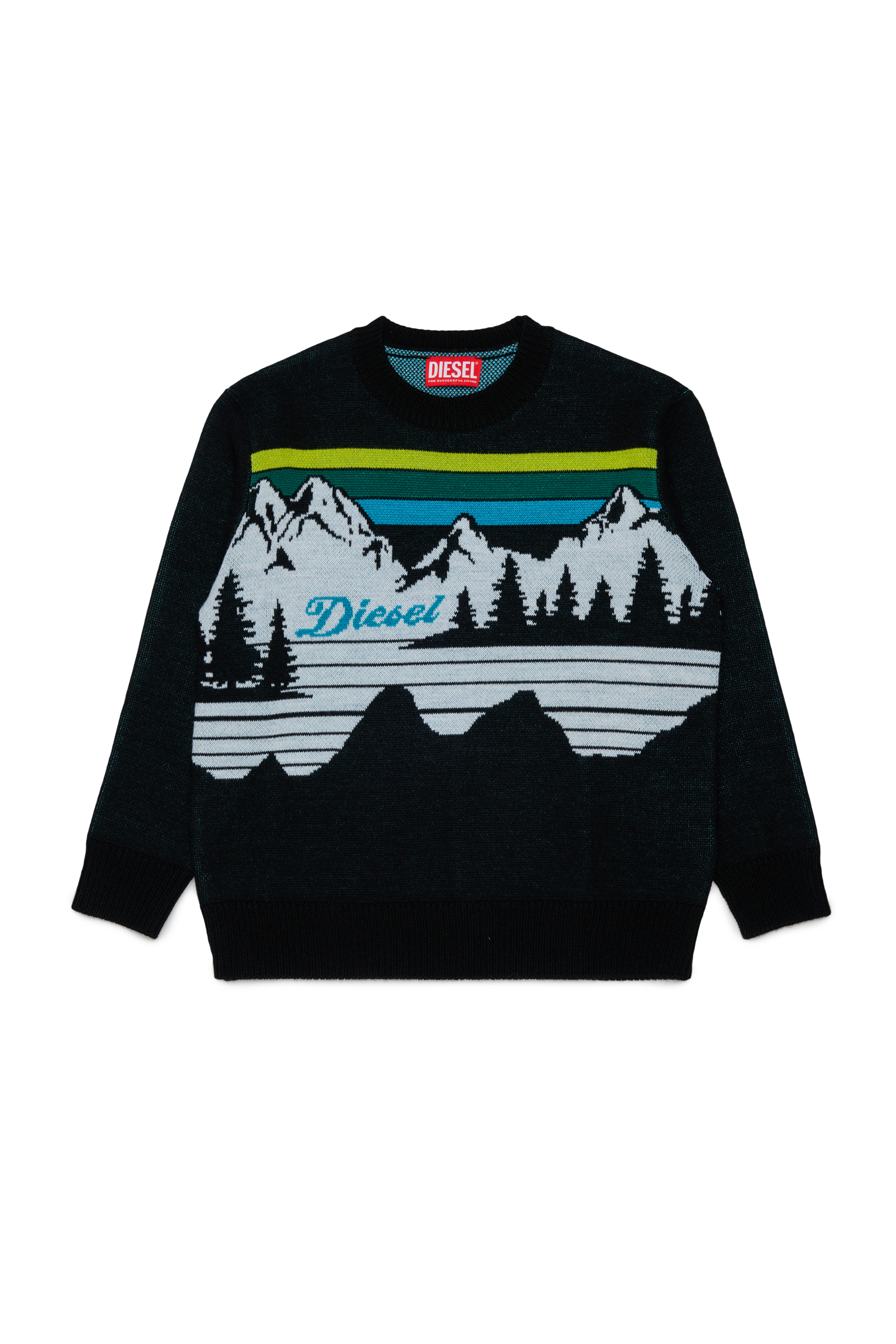 Diesel - KHILES OVER, Pull en m&eacute;lange de laine &agrave; motif montagne Mixte in Noir - 1