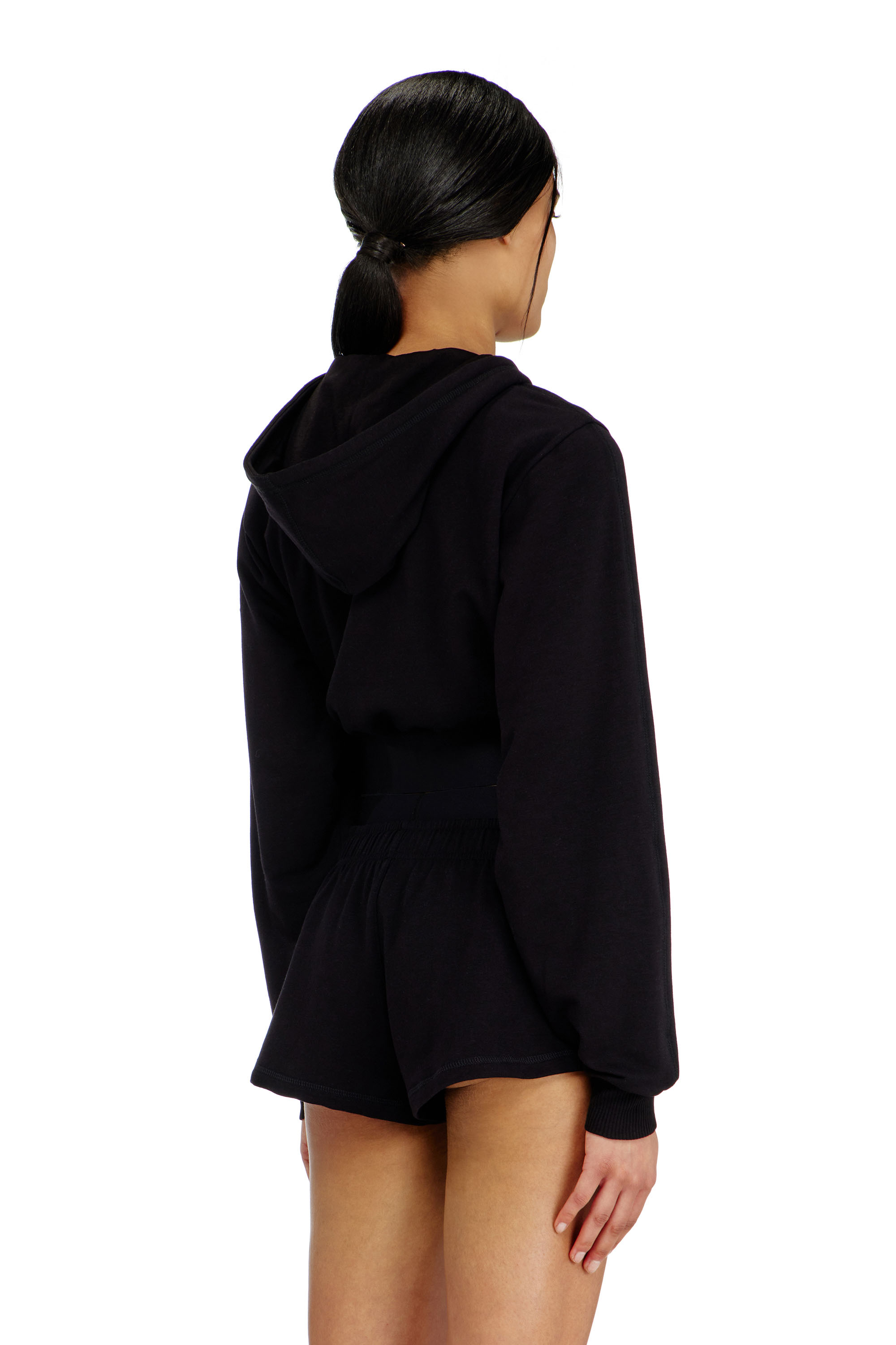 Diesel - MIRANDA-D-POP, Pantalon court en &eacute;ponge de coton avec logo Diesel Femme in Noir - 4