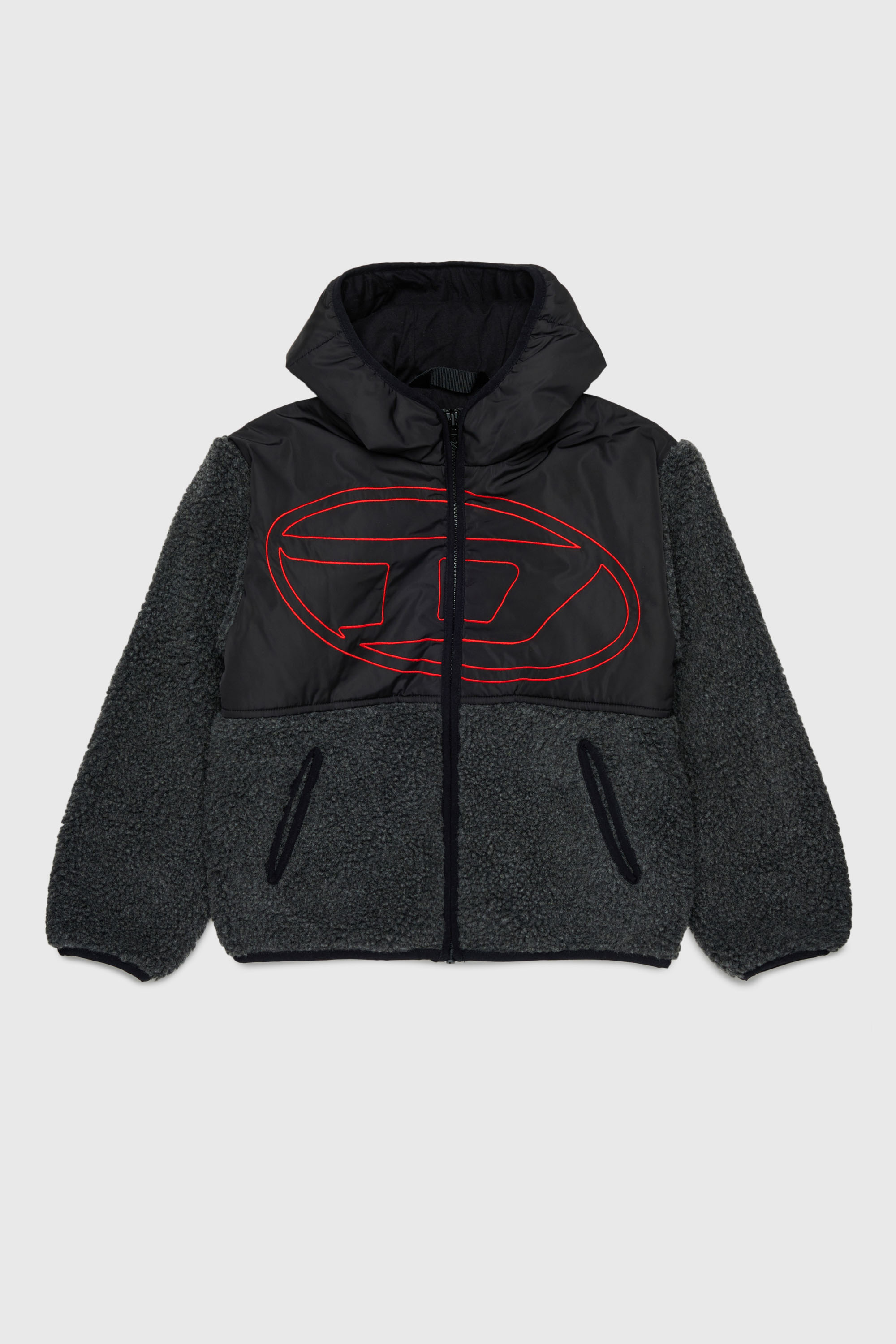 Diesel - JSHEAR, Veste &agrave; capuche en nylon et polaire teddy Homme in Noir - 1