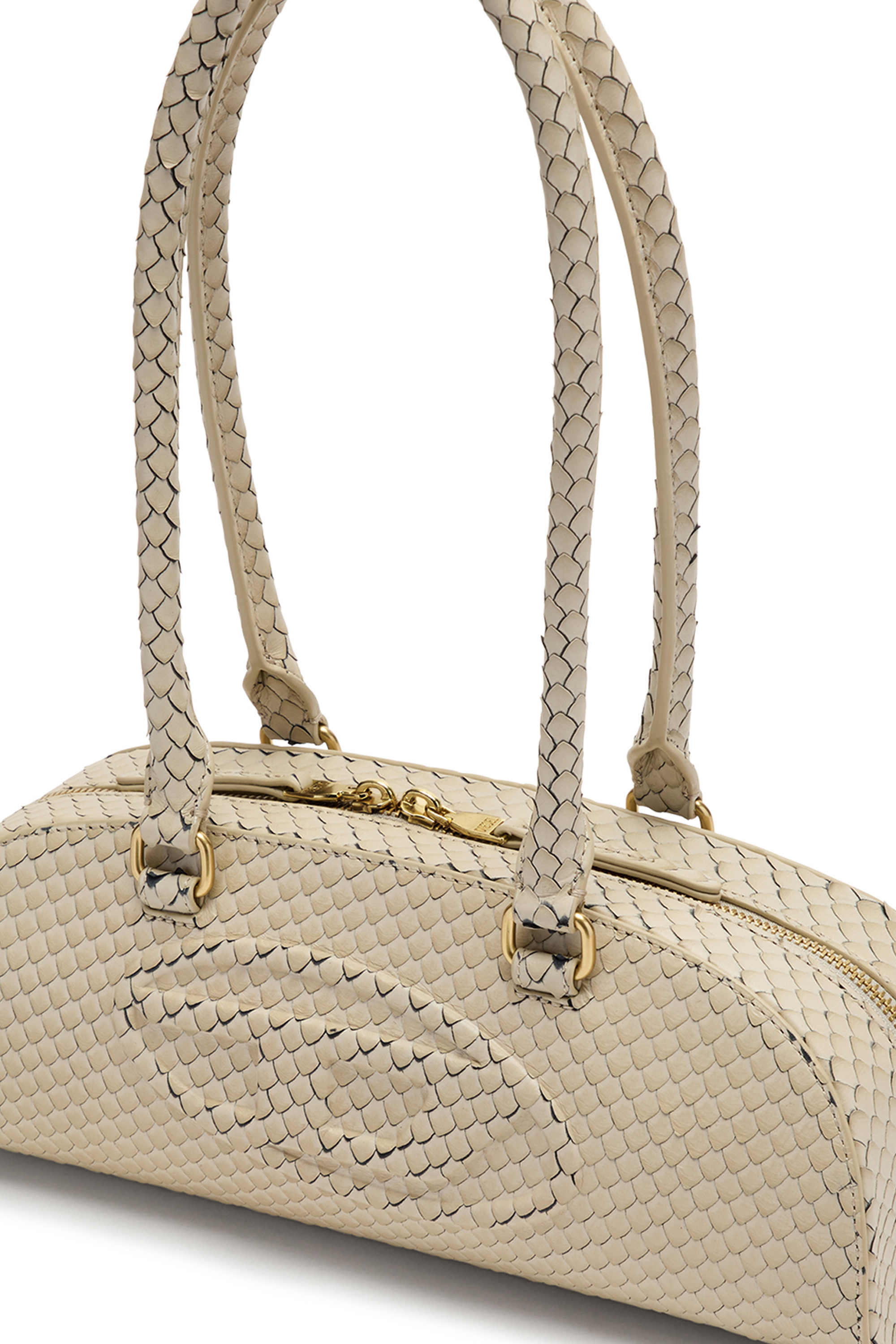 Diesel - 1DR DOME SHOULDER EW, Woman's 1DR Dome-Elongated bowling bag in textured leather in Beige - 5