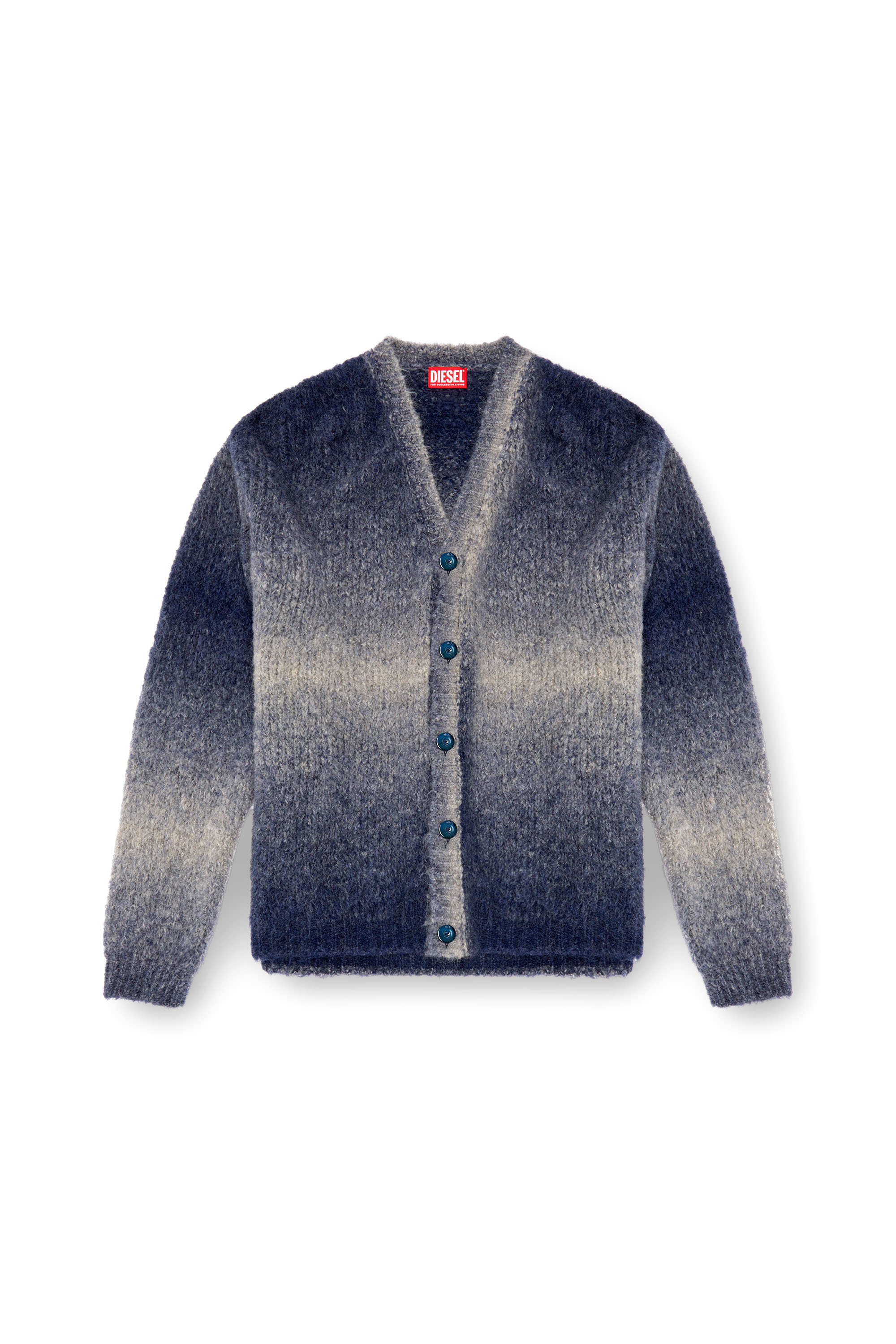 Diesel - K-RAMARRO, Cardigan effet dégradé en mélange d'alpaga Homme in Bleu - 3