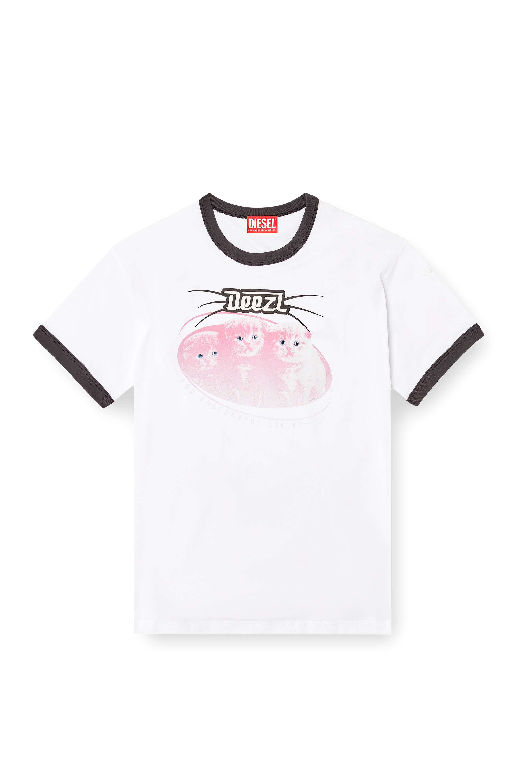 Diesel - T-NORM-CUFF, T-shirt en coton avec impression numérique Homme in Blanc - 2