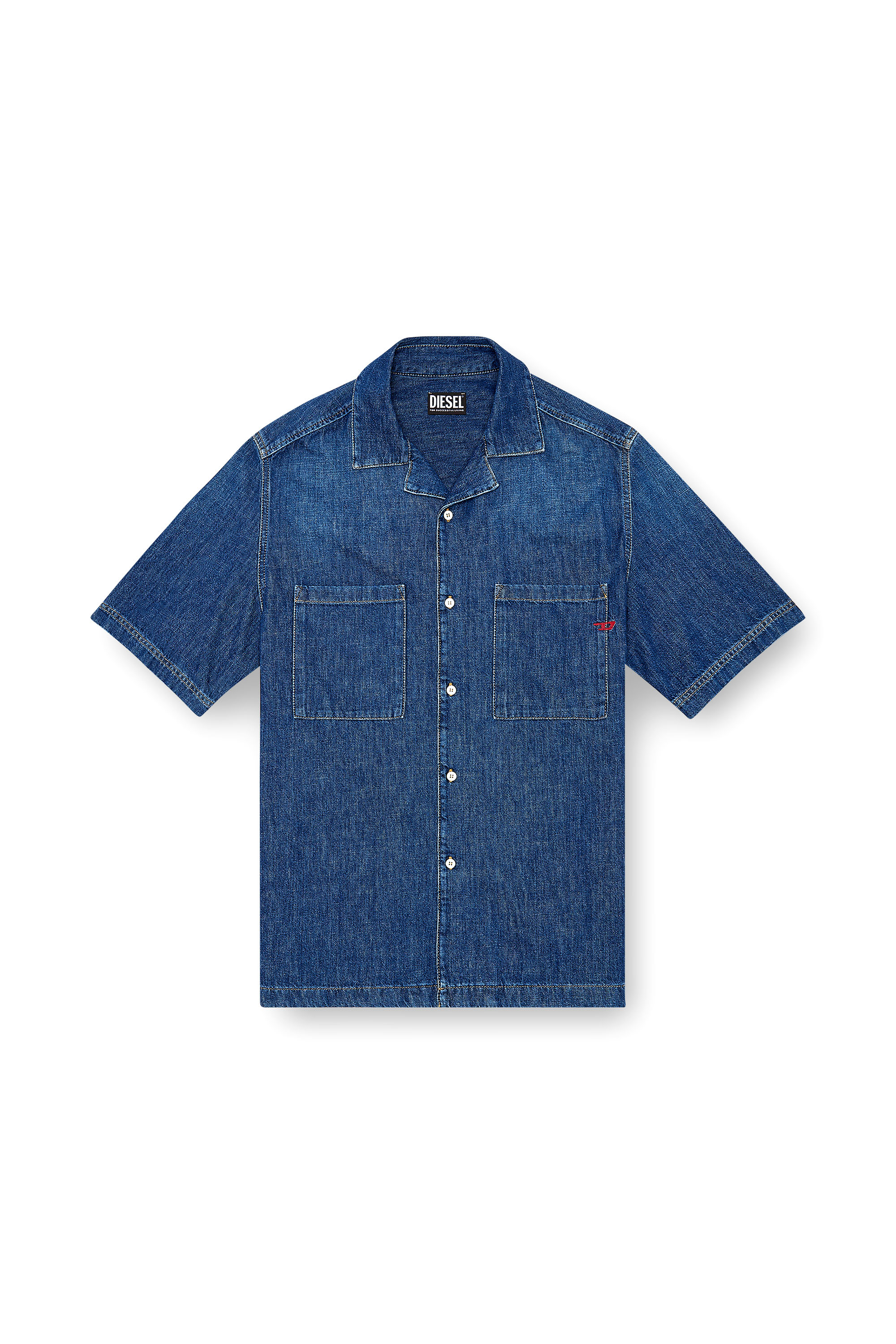 Diesel - D-PAROSHORT, Chemise bowling en denim Homme in Bleu - 3