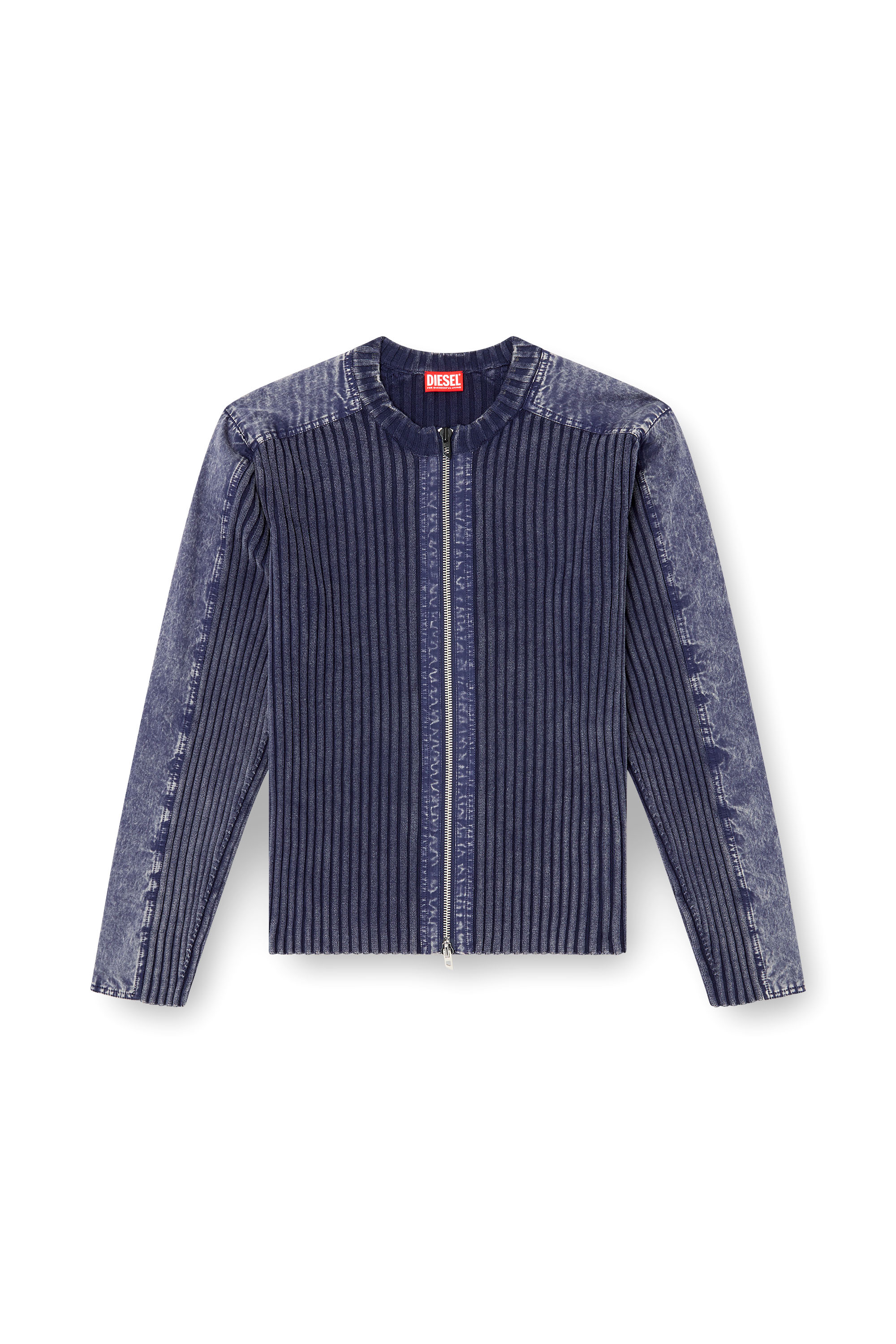 Diesel - K-MATTY, Cardigan zippé avec bandes de manches en denim Homme in ToBeDefined - 3