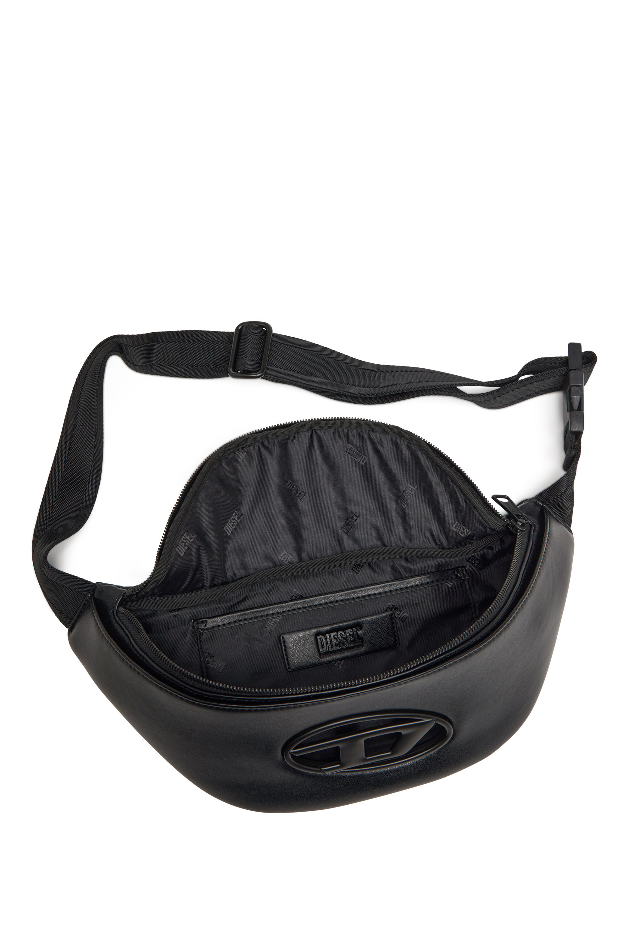 Diesel - HOLI-D BELT BAG M, Man's Holi-D-Belt bag in PU and neoprene in Black - 4