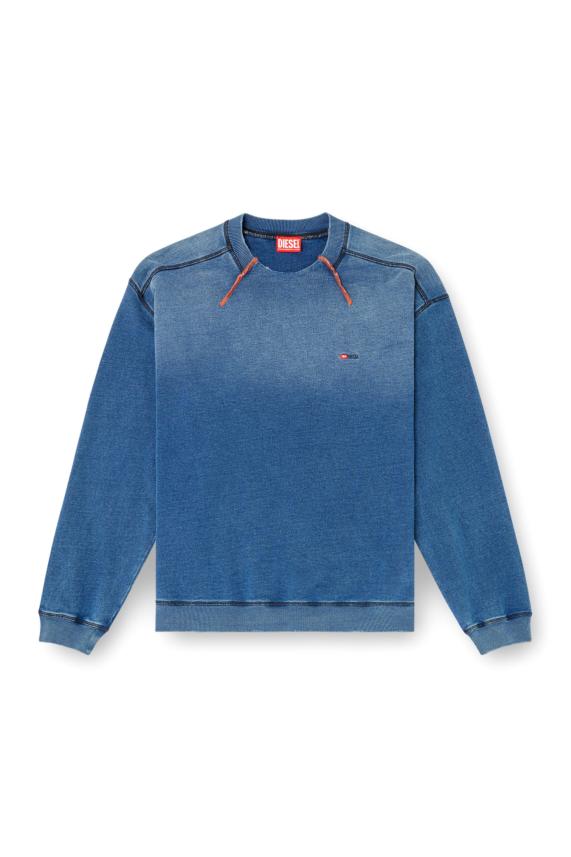 Diesel - S-CRAO-BOXT, Pull en coton avec coutures contrastées Homme in Bleu - 2