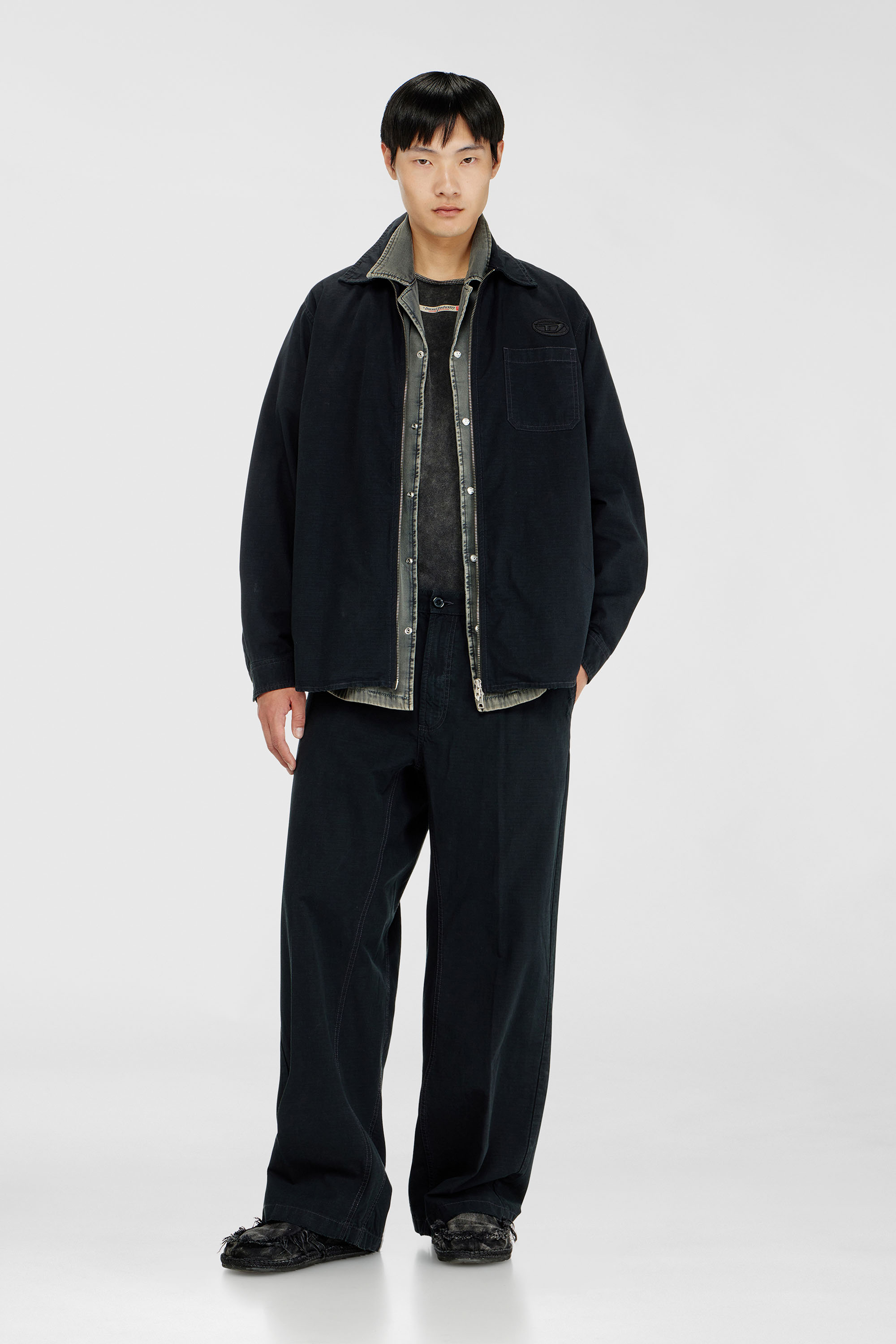 Diesel - S-ALIAS-ZIP, Chemise en ripstop avec fermeture zipp&eacute;e Homme in Noir - 2