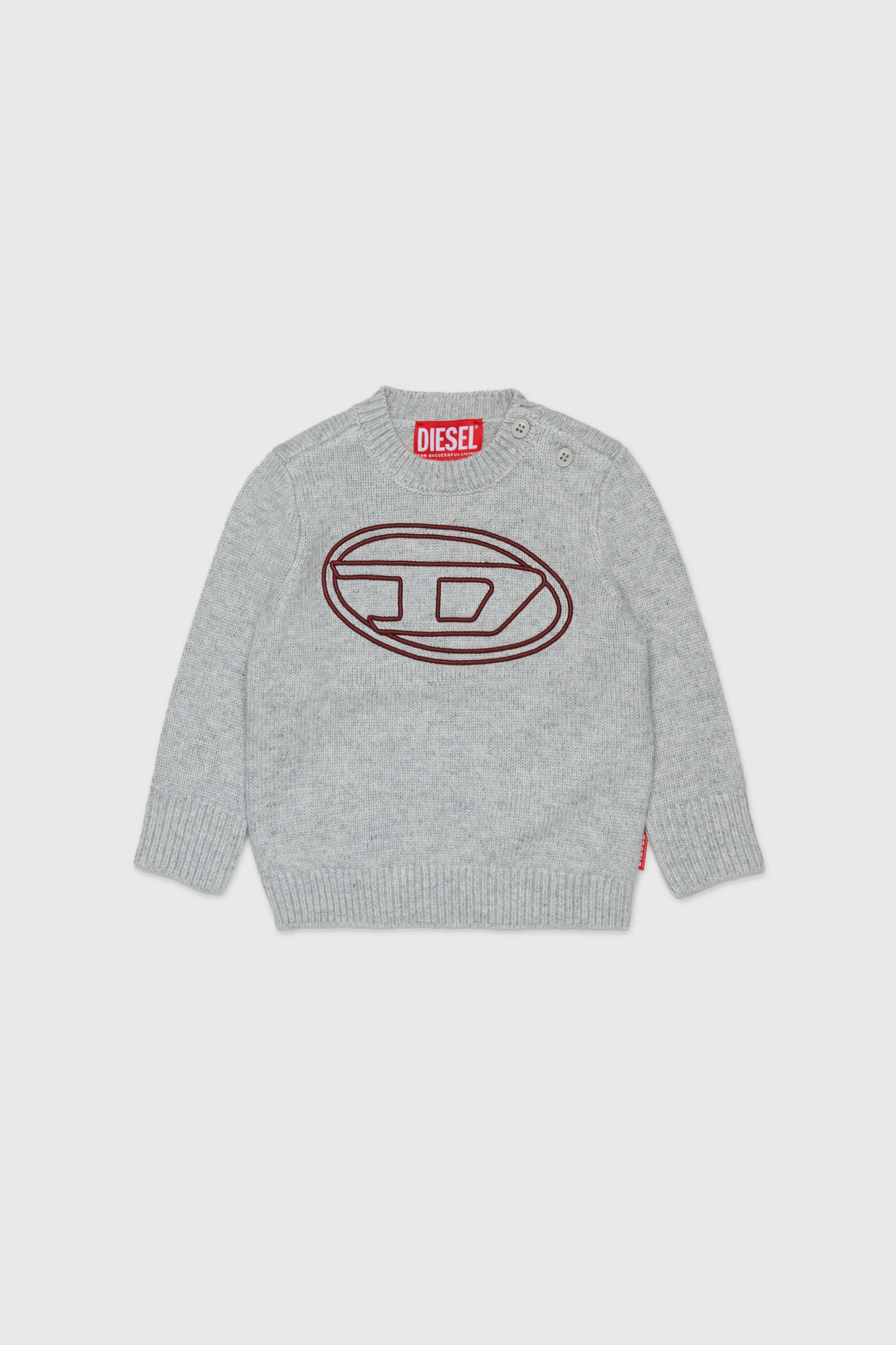 Diesel - KOMYB, Pull enrichi en cachemire avec grand Oval D Homme in Gris - 1