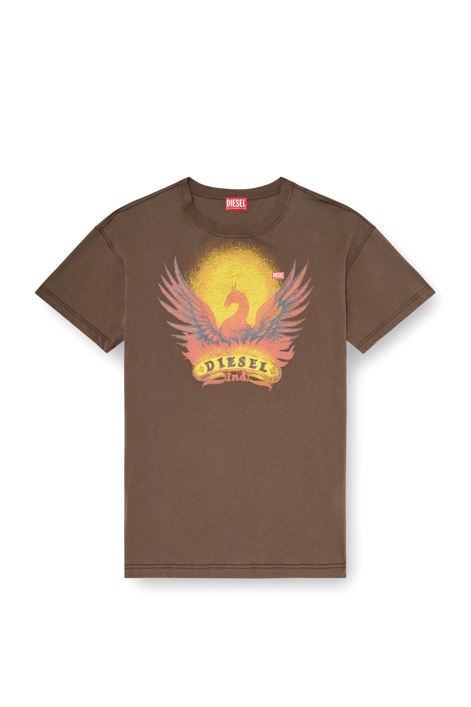 Diesel - T-NORM-AA1, Man's Regular T-shirt with Phoenix print in Brown - 2