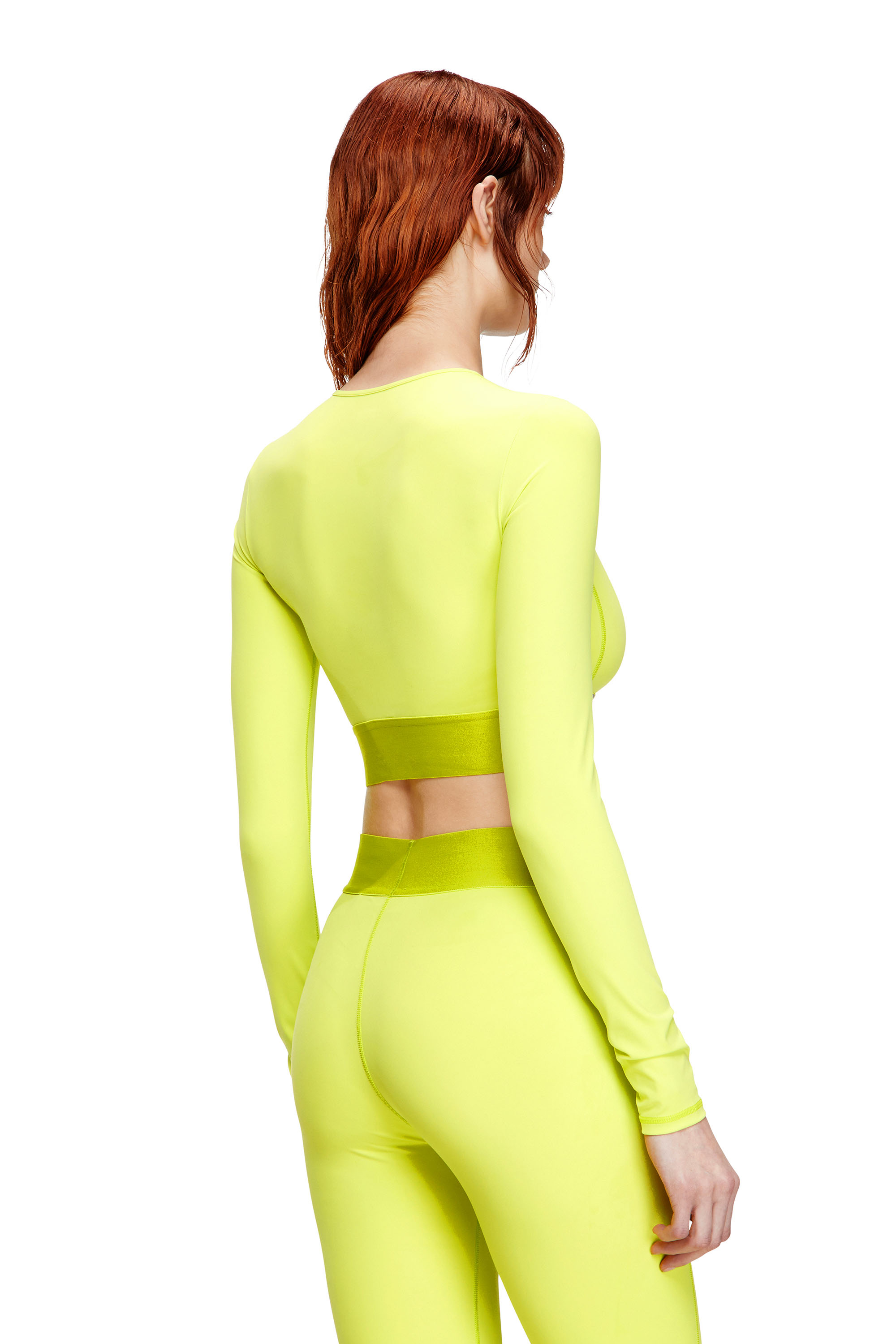 Diesel - MELISSA-D-POP, Top cropped en microfibre avec logo tronqué Femme in Vert - 4