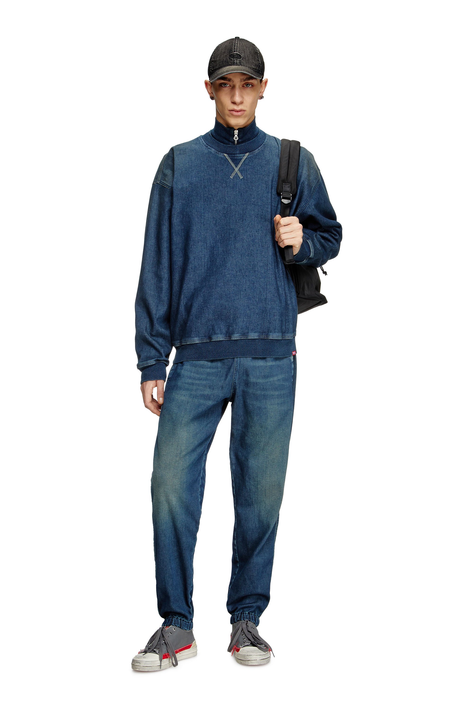 Diesel - D-KRIBY-S TRACK, Sweat-shirt en Track Denim Mixte in Bleu - 4