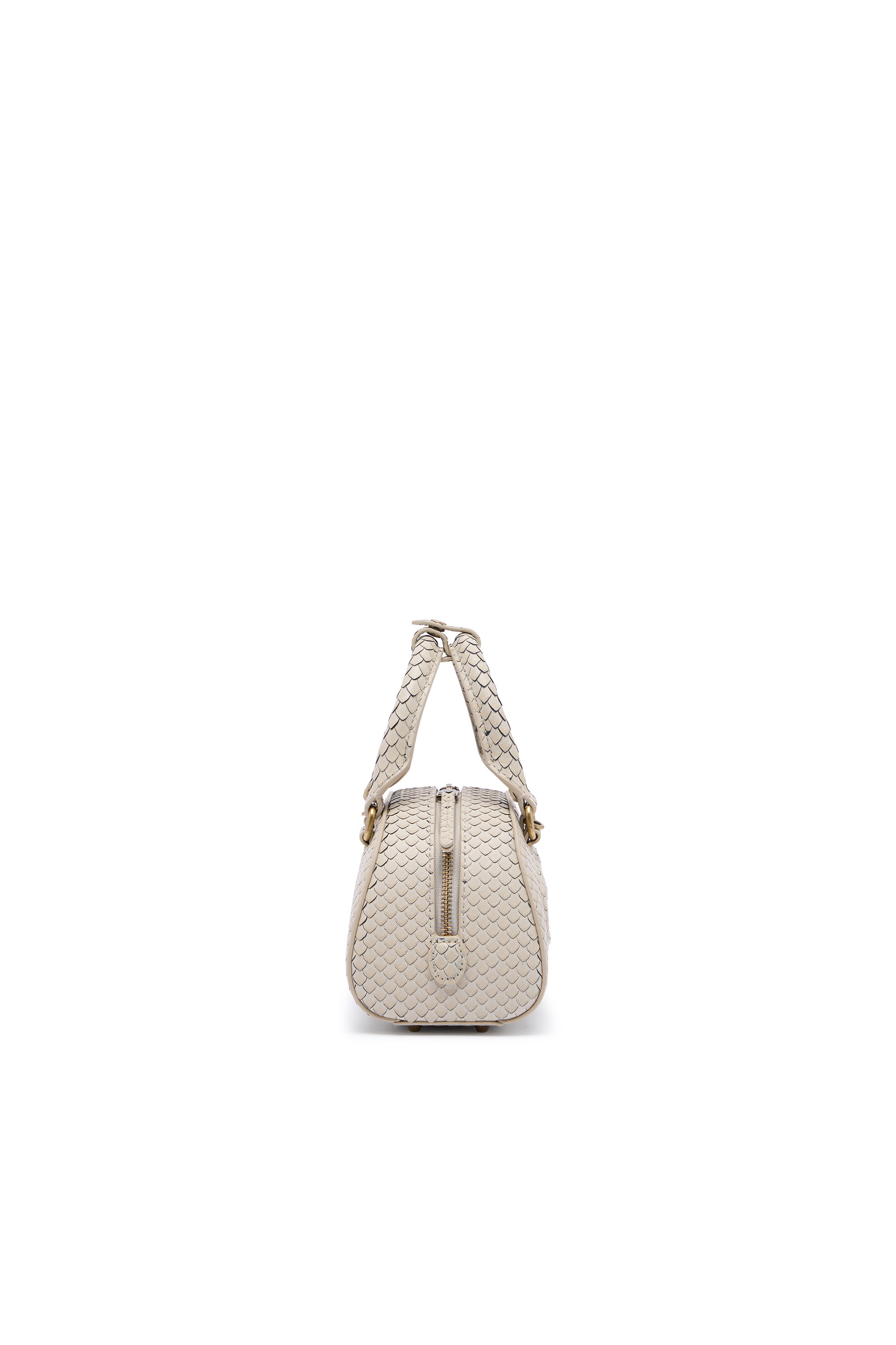 Diesel - 1DR DOME CROSSBODY, 1DR Dome-Sac bowling mini en cuir effet serpent Femme in Beige - 4