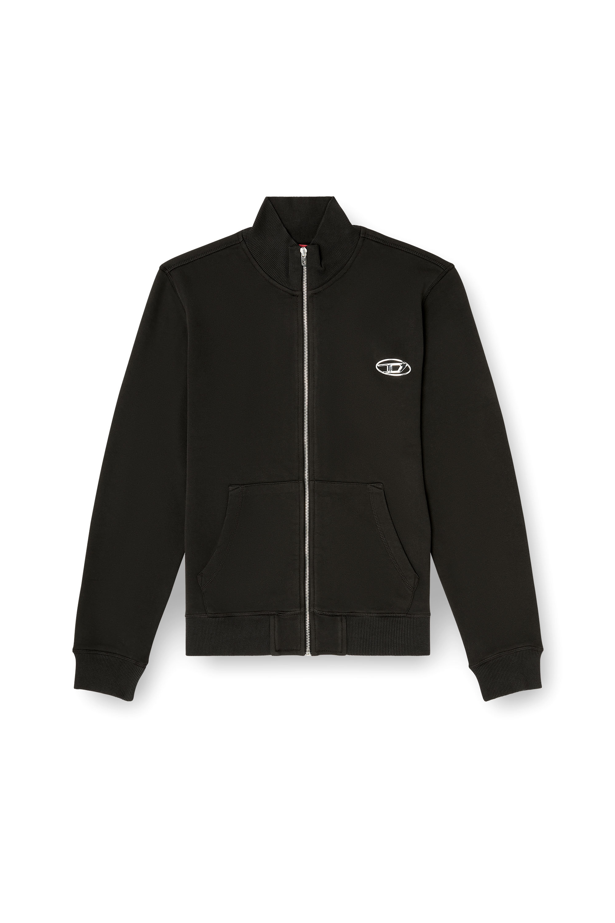 Diesel - S-GINN-ZIP-IOD, Sweatshirt avec col montant et Oval D métallique Homme in Noir - 2