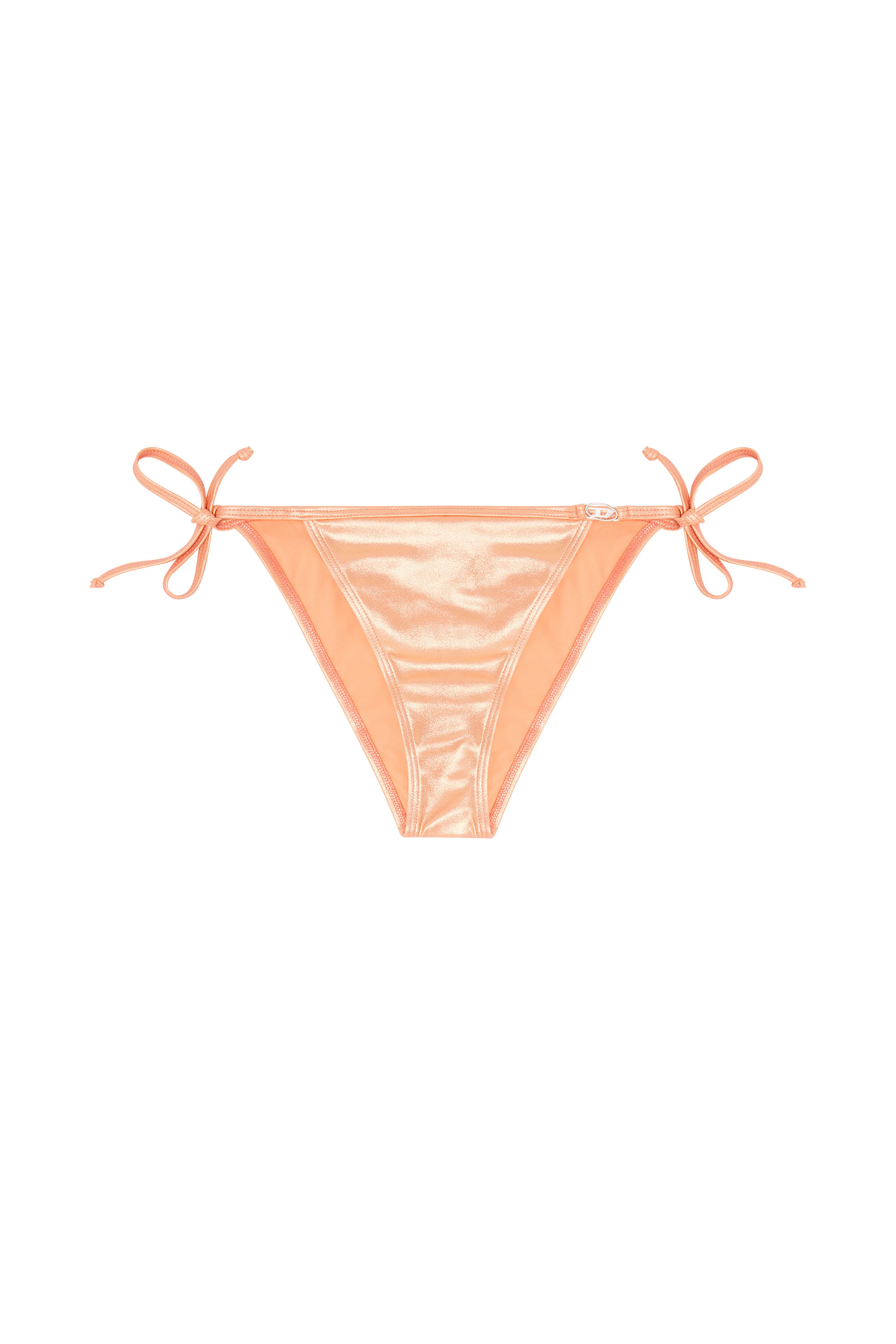 Diesel - BRIGITTES-DNM, Bas de bikini &agrave; liens lat&eacute;raux en tissu scintillant Femme in Orange - 4