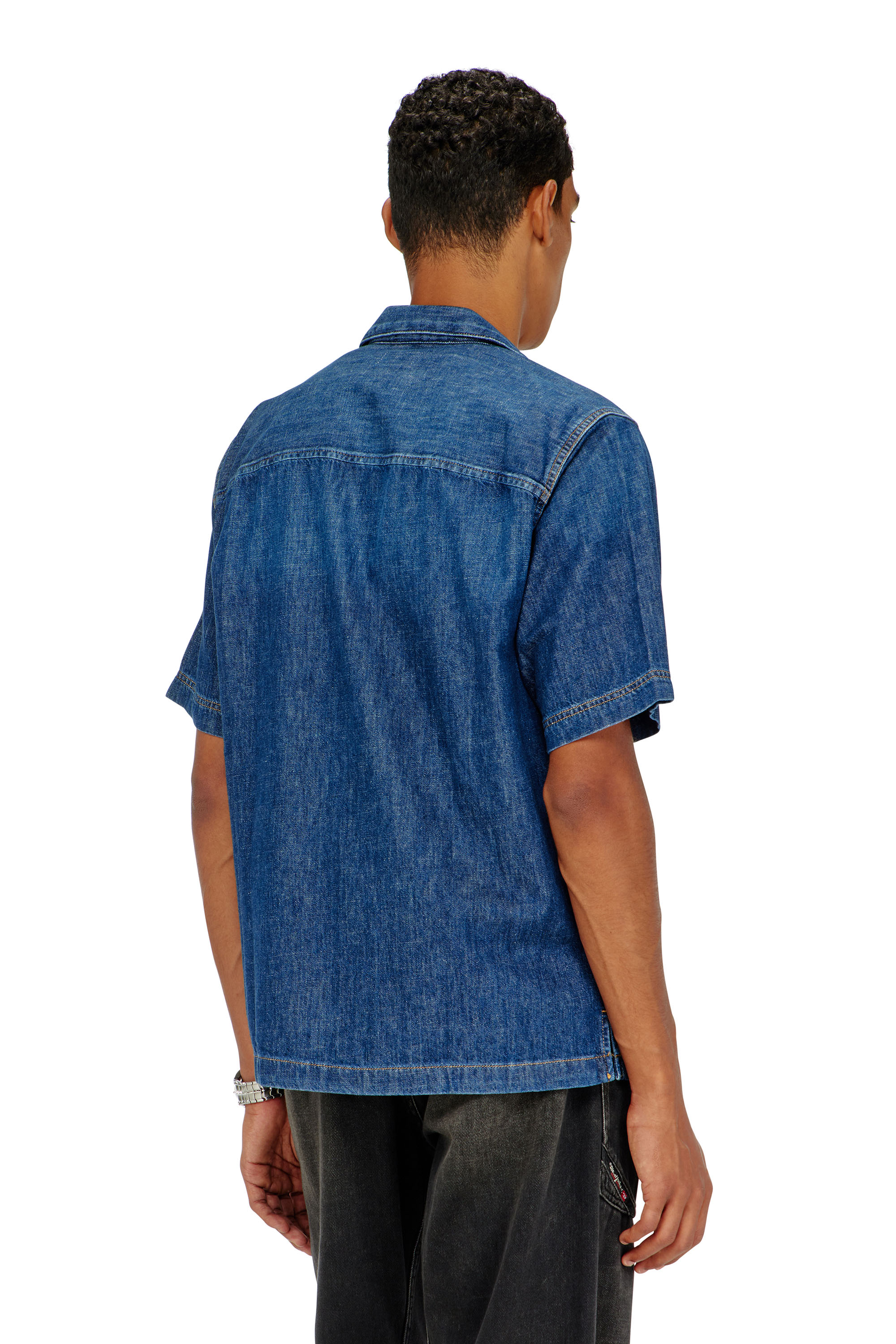 Diesel - D-PAROSHORT, Chemise bowling en denim Homme in Bleu - 4