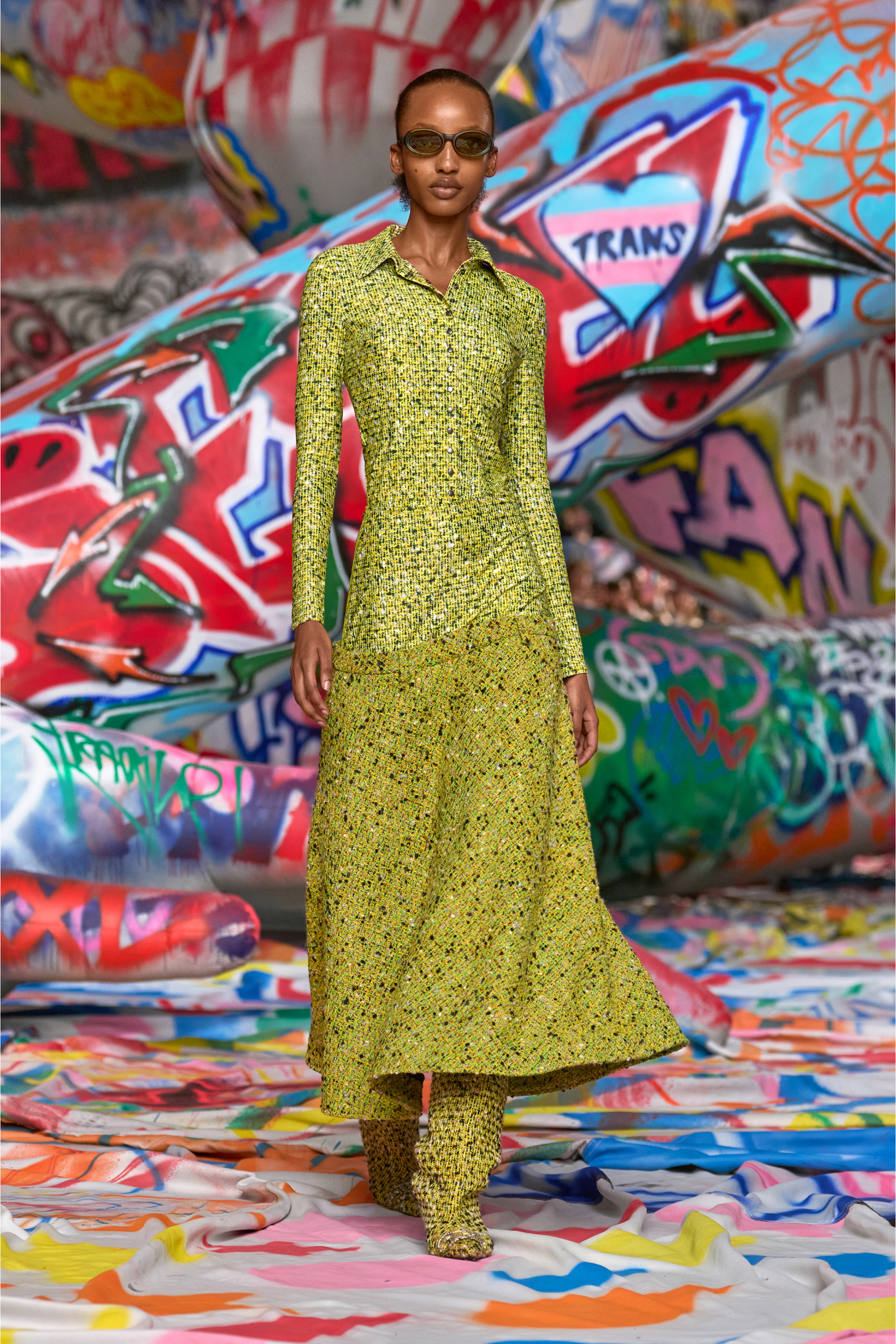 Diesel - O-GRACE-MIX, Jupe en bouclé avec taille en Lycra Femme in Vert - 6