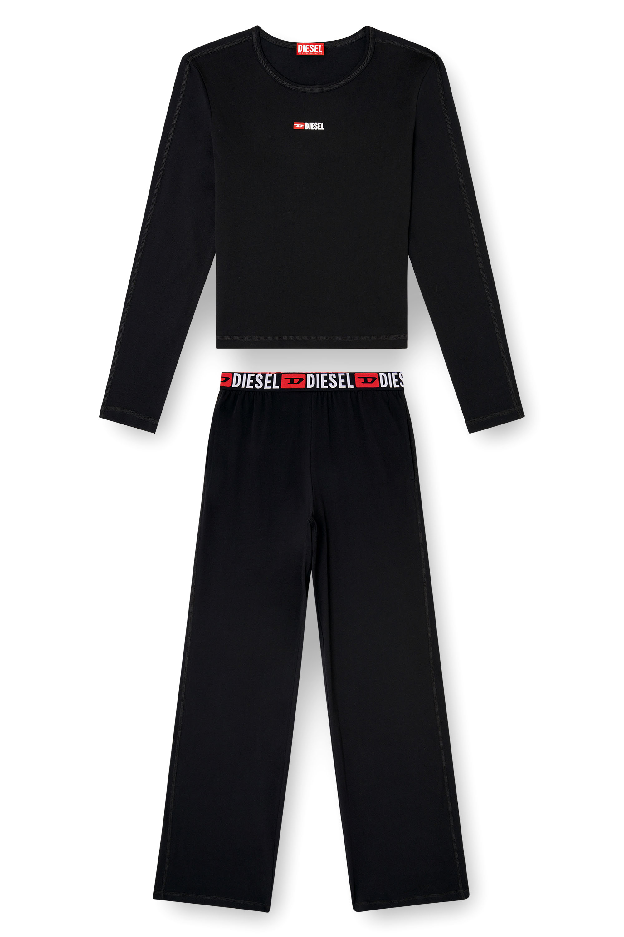 Diesel - SET-GILDA-D-CORE, Pyjama en coton stretch Femme in Noir - 4