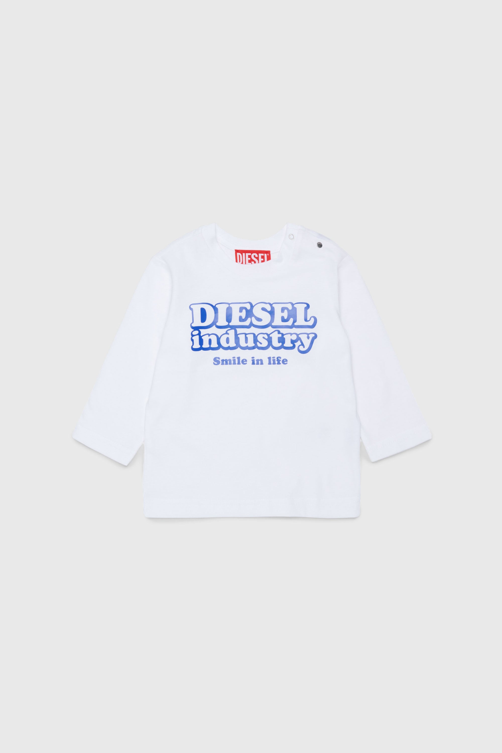 Diesel - TLODIMB, T-shirt &agrave; manches longues avec imprim&eacute; Diesel Industry Homme in Blanc - 1