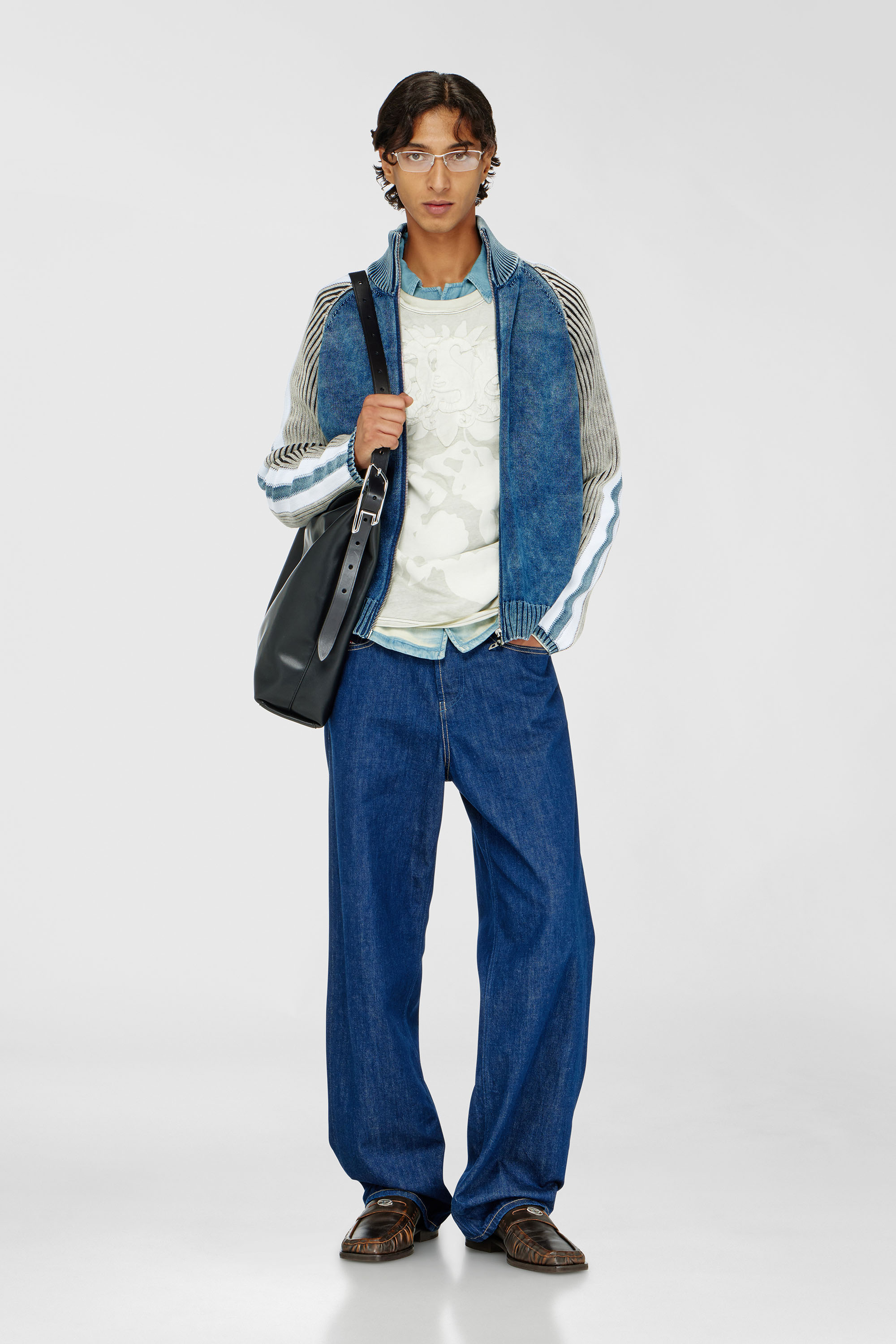 Diesel - K-HERONIMO, Cardigan zipp&eacute; avec bandes sportives Homme in Polychrome - 1