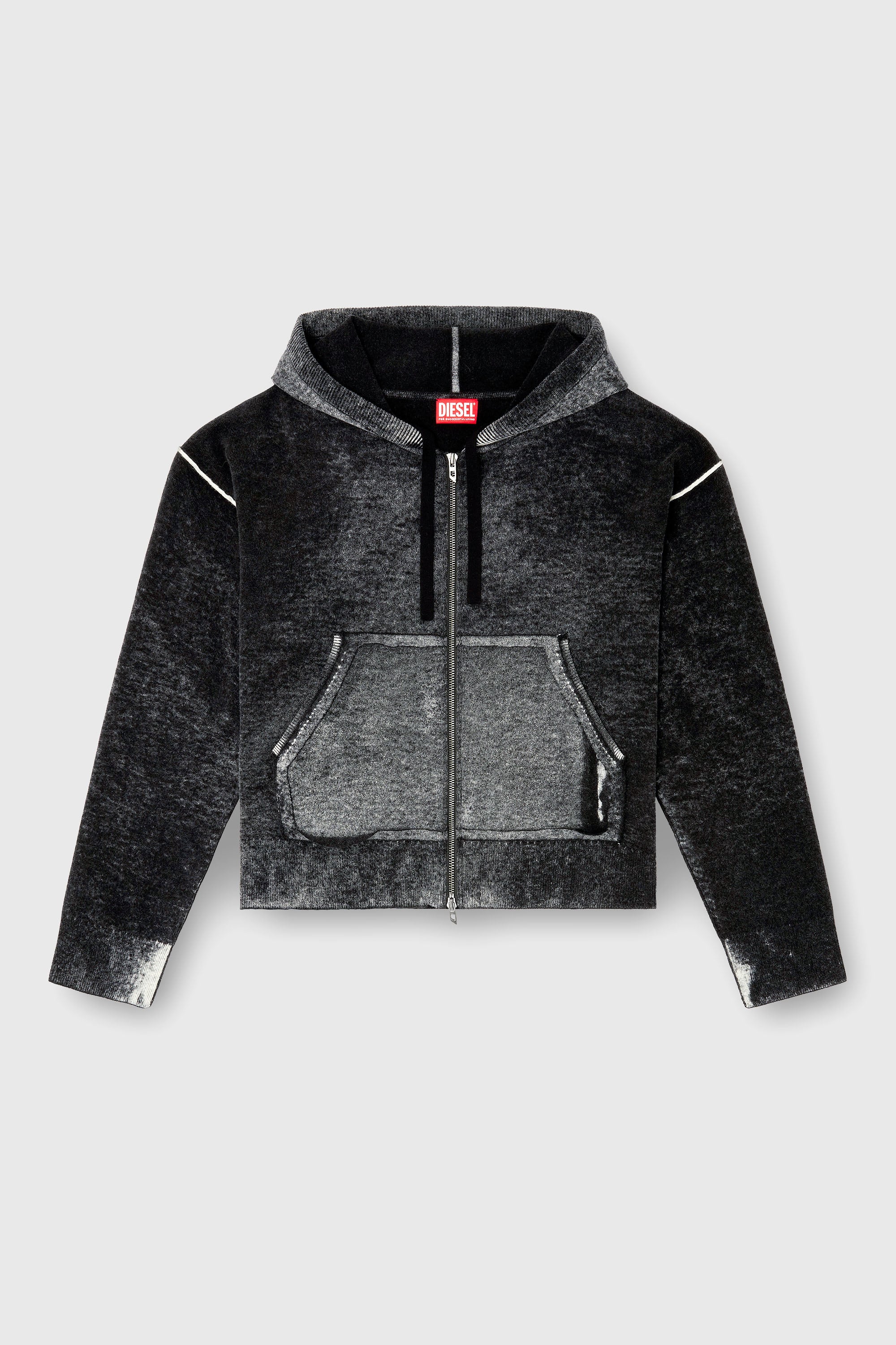 Diesel - M-HERMINE, Cardigan &agrave; capuche &agrave; imprim&eacute; invers&eacute; en laine Femme in Polychrome - 2