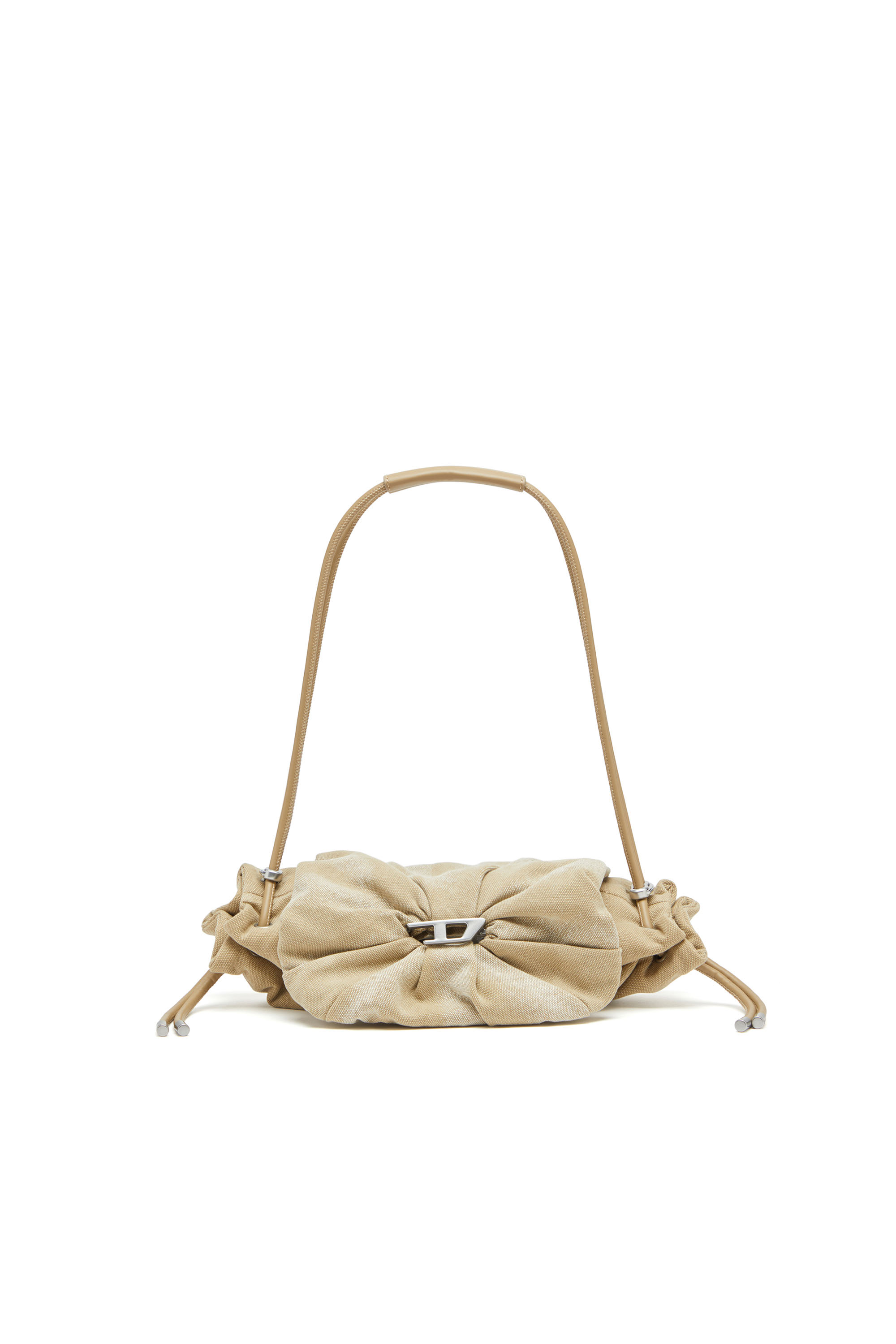 Diesel - SCRUNCH-D SHOULDER S, Scrunch-D S-Petit sac épaule en toile délavée Femme in Beige - 1