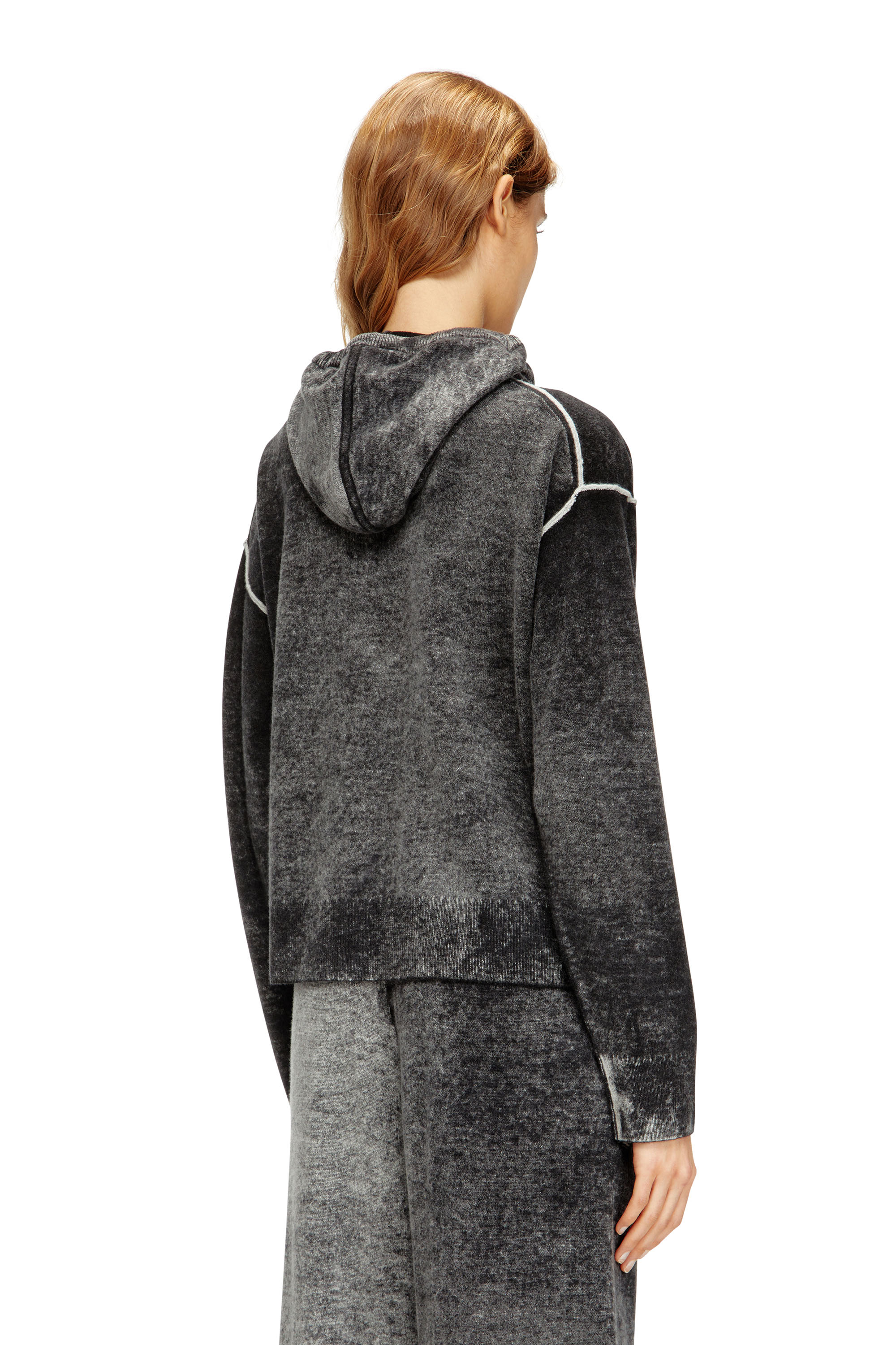 Diesel - M-HERMINE, Cardigan à capuche à imprimé inversé en laine Femme in ToBeDefined - 4