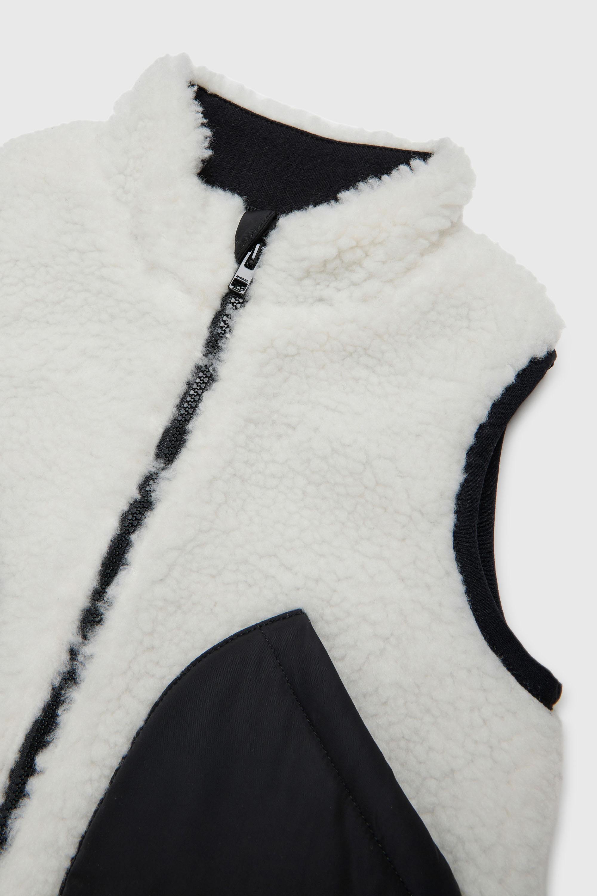Diesel - JSEARB, Veste colour-block en teddy et nylon Homme in Blanc - 3