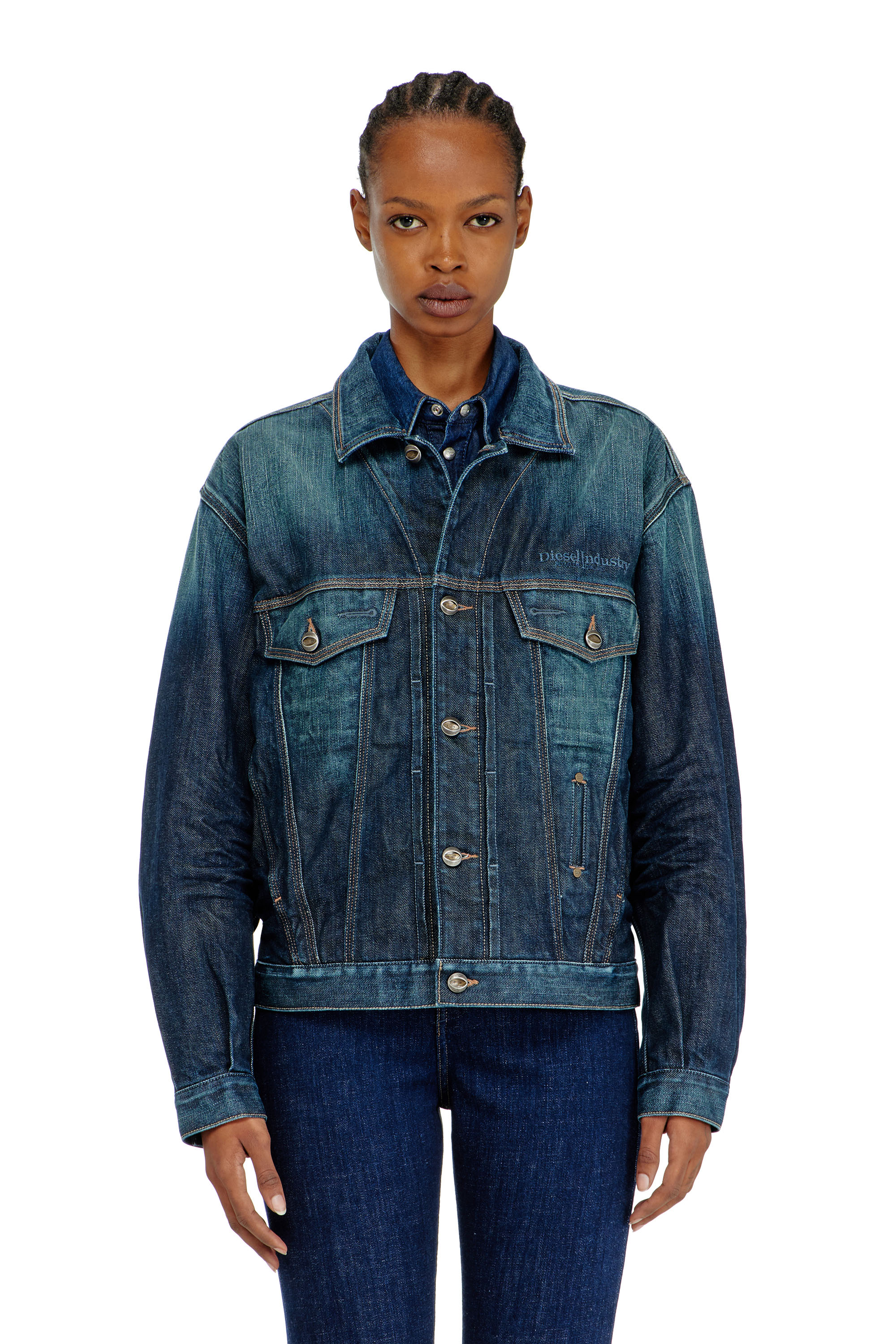 Diesel - D-DENVER-CL, Veste trucker en denim selvedge Mixte in Bleu - 6
