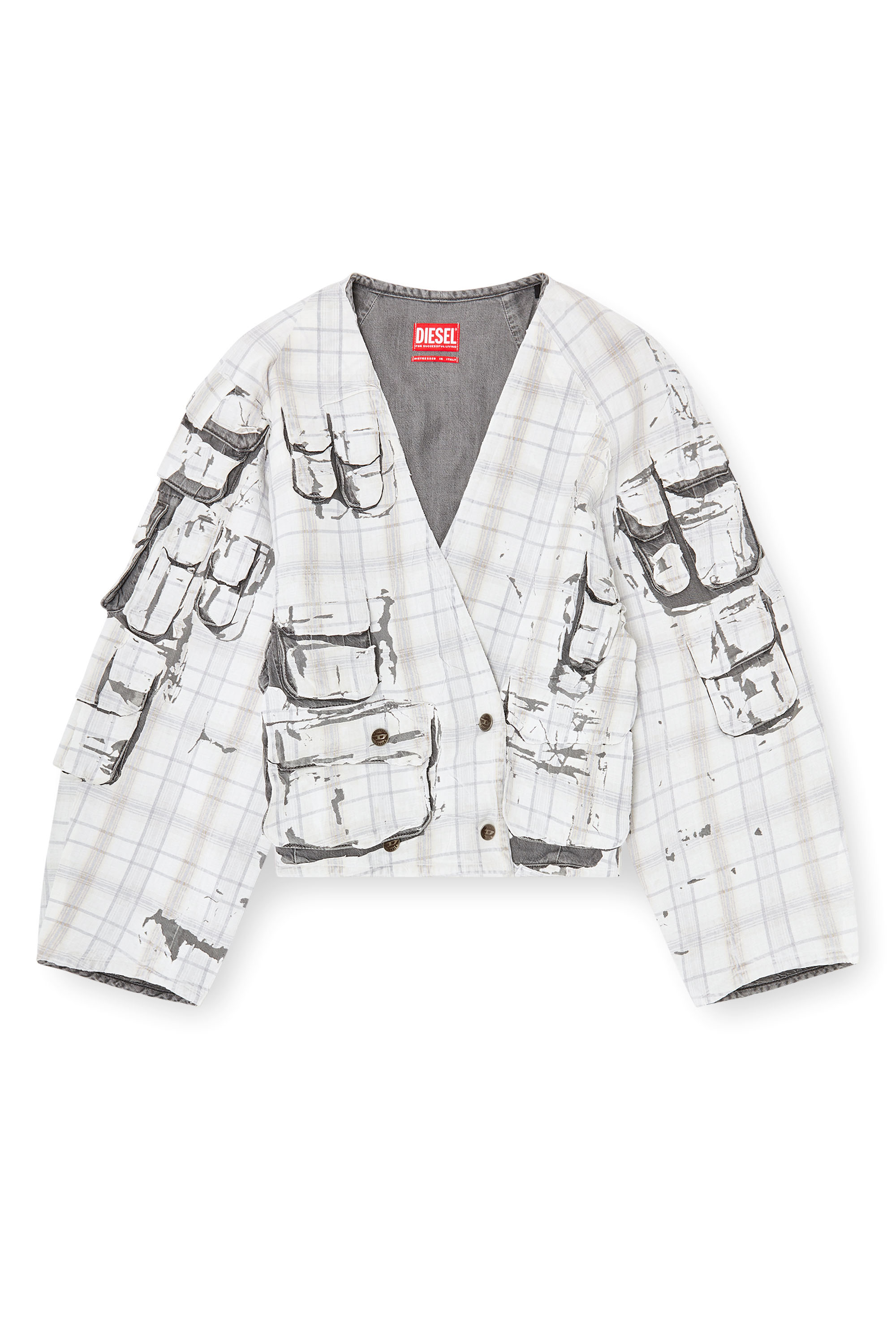 Diesel - DE-TALBAR-FSI, Veste en jean style cardigan avec effet pelable Femme in ToBeDefined - 3