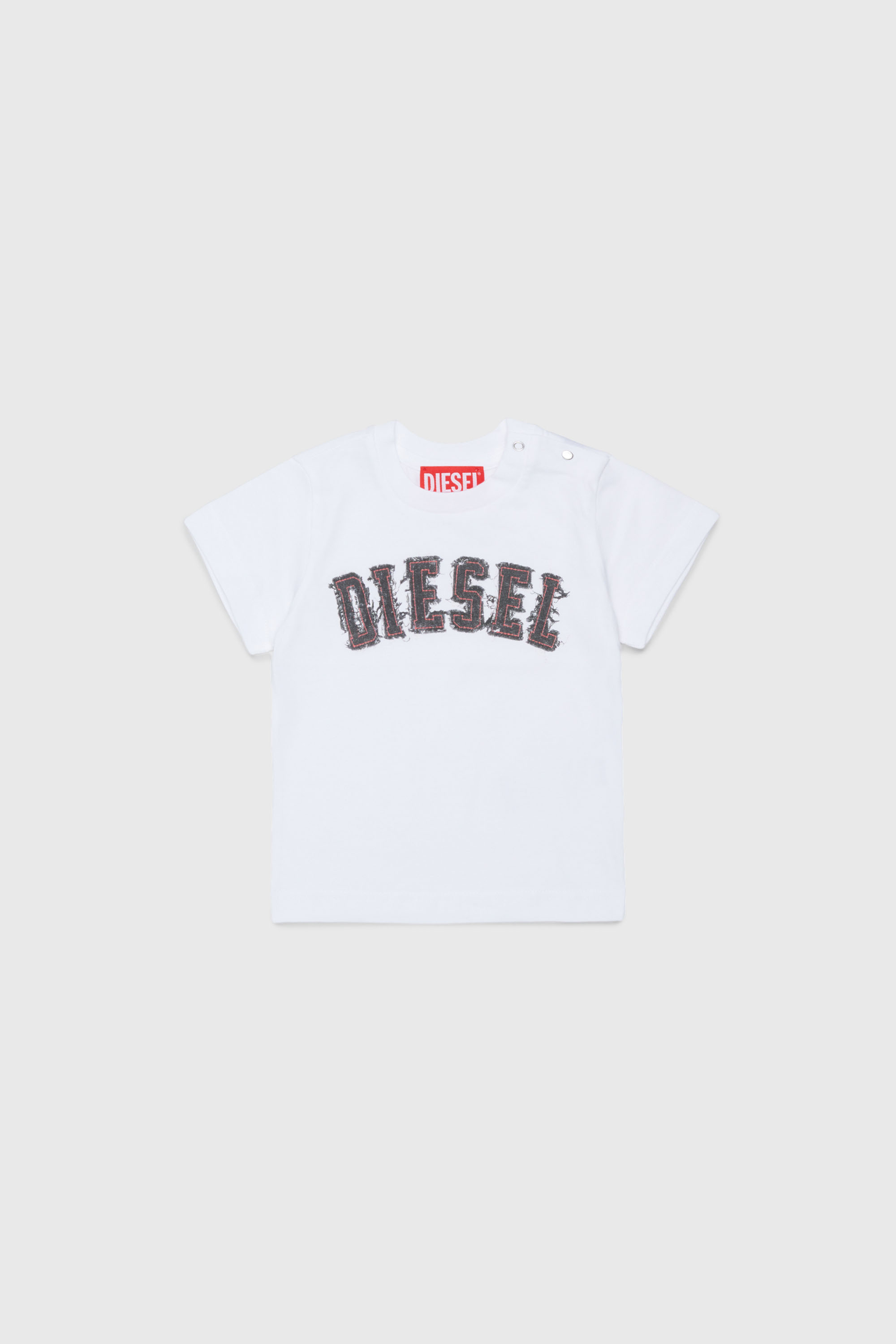Diesel - TEANSB, T-shirt en coton avec logo effet effiloch&eacute; Homme in Blanc - 1