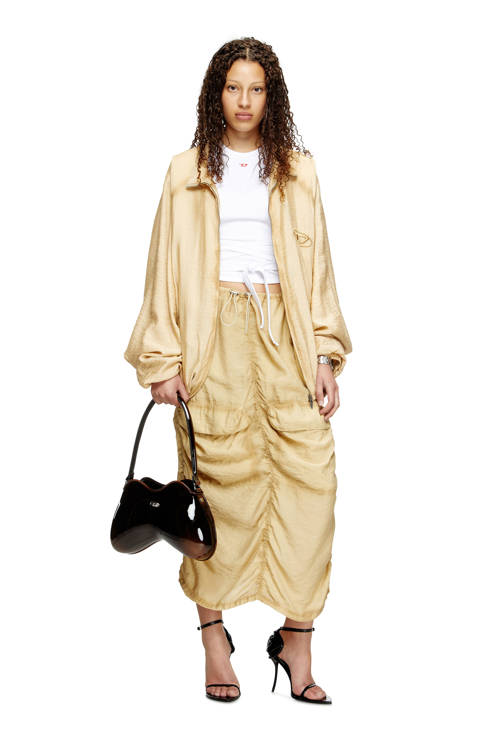 O-RACLE, Beige Diesel - O-RACLE, Jupe cargo mi-longue en viscose et nylon traités Femme in Beige - 1
