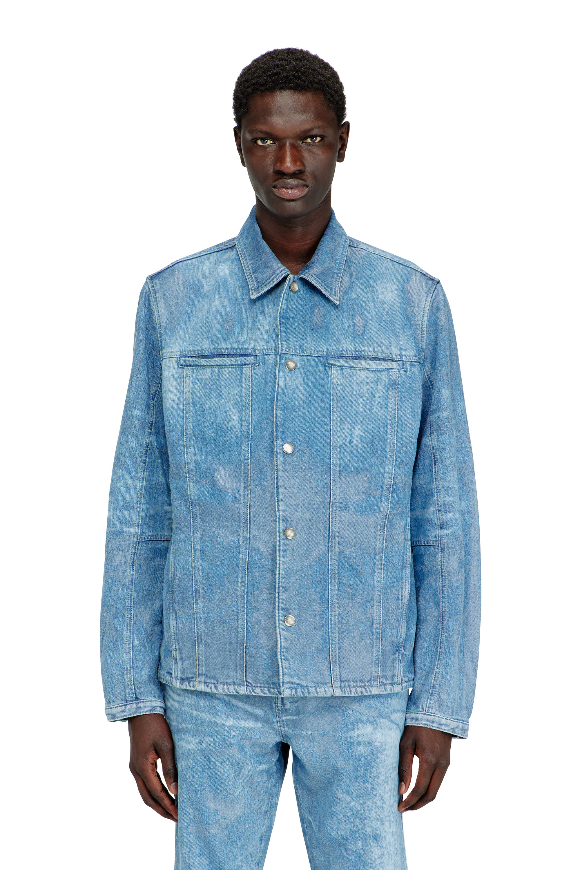 Diesel - D-SERON-FSI, Man's Jacket in satin denim in Light Blue - 1