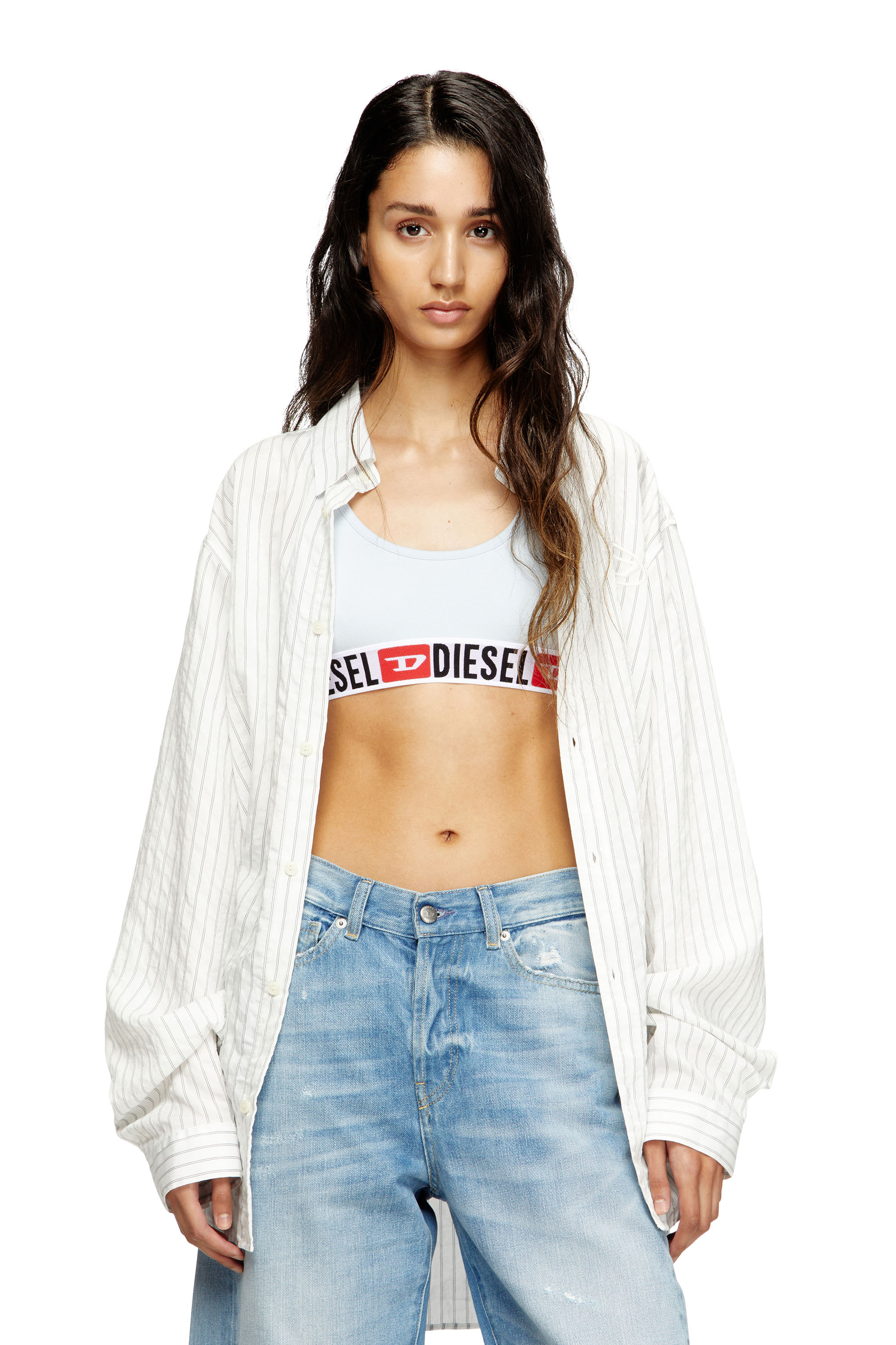 Diesel - UFSB-ORIBA, Bralette avec bande logo Femme in Gris - 5