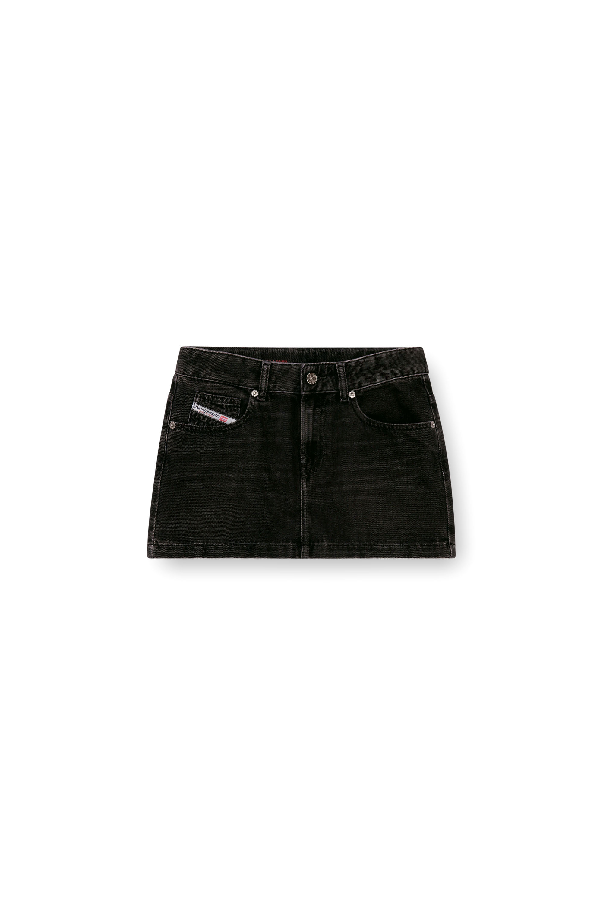Diesel - DE-RON, Minijupe en denim d&eacute;lav&eacute; Femme in Noir - 4