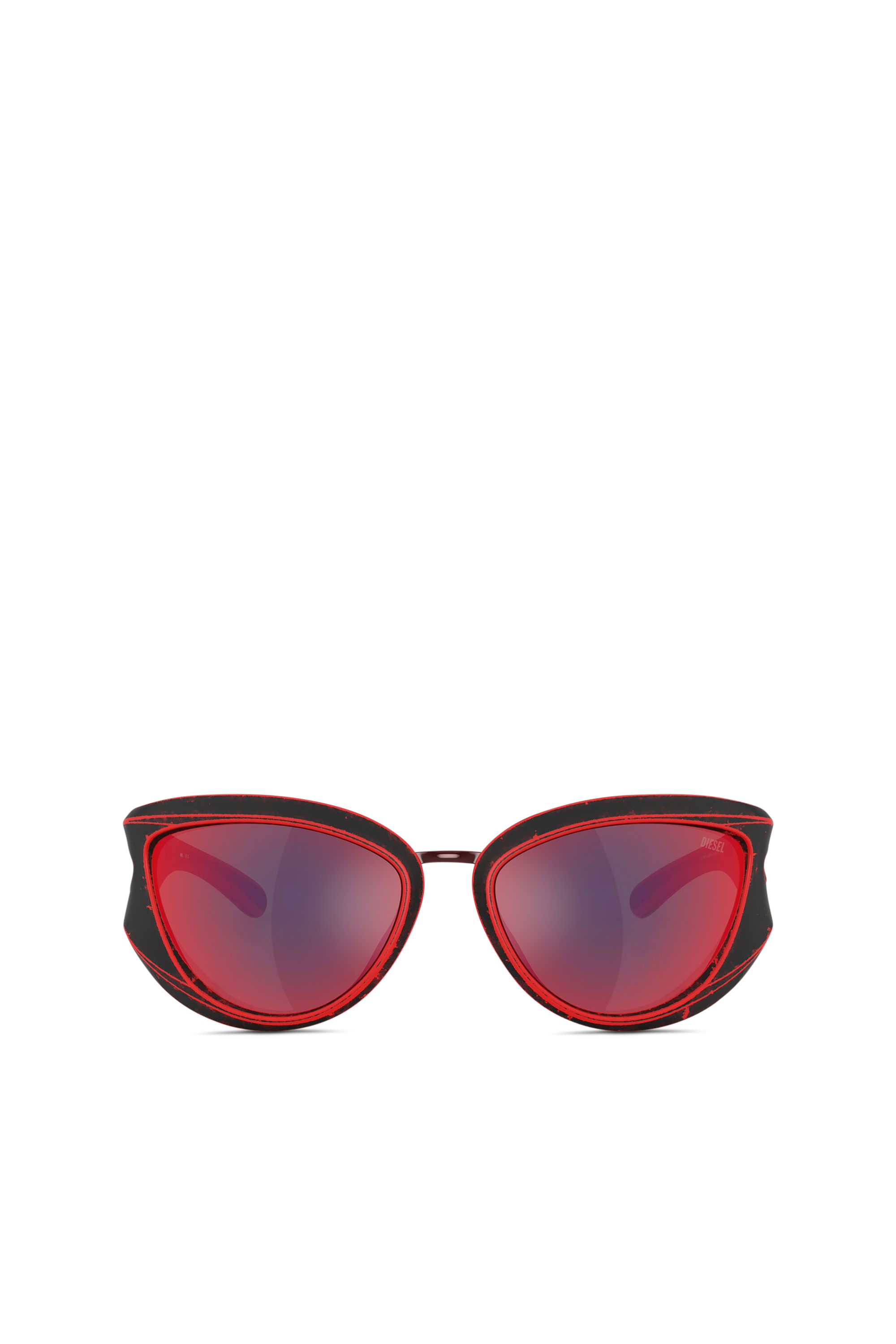 Diesel - 0DL3007U, Lunettes de soleil style œil de chat Mixte in Rouge - 1
