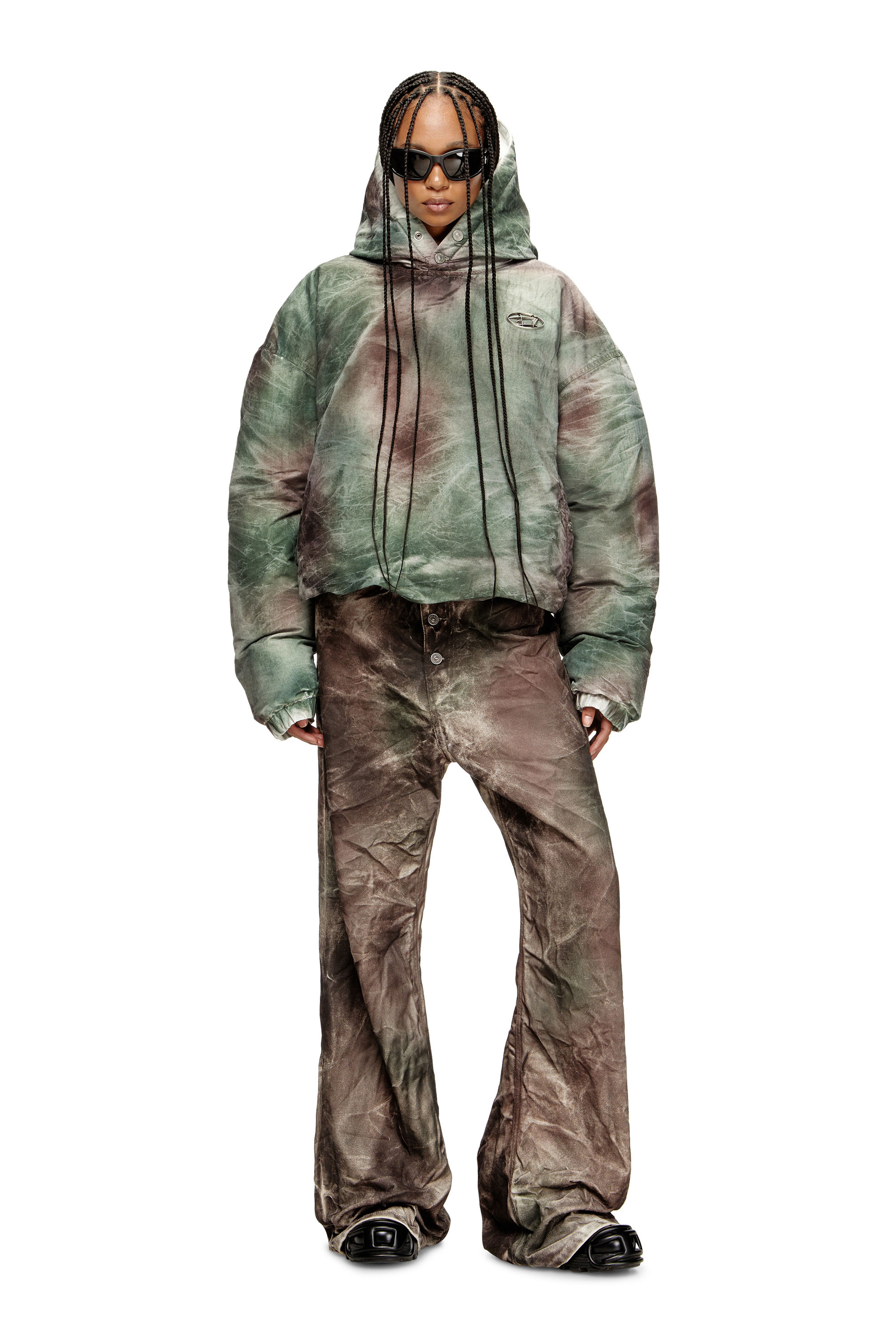 Diesel - W-THUG-JKT-PUFFY, Veste à capuche bouffante en nylon camouflage Mixte in Polychrome - 4