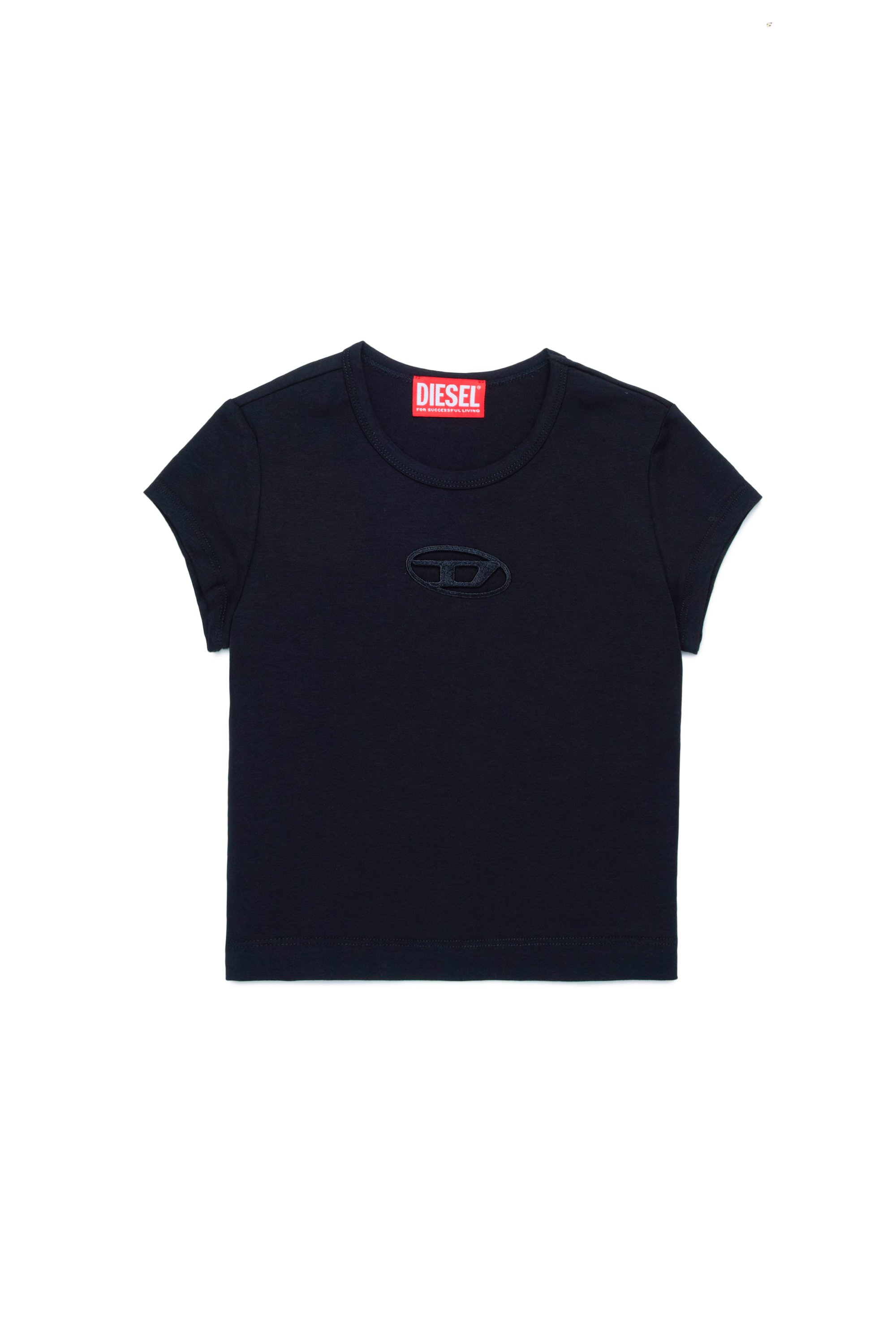 Diesel - TANGIE, Femme T-shirt avec logo Oval D cut-out in Noir - Image 1
