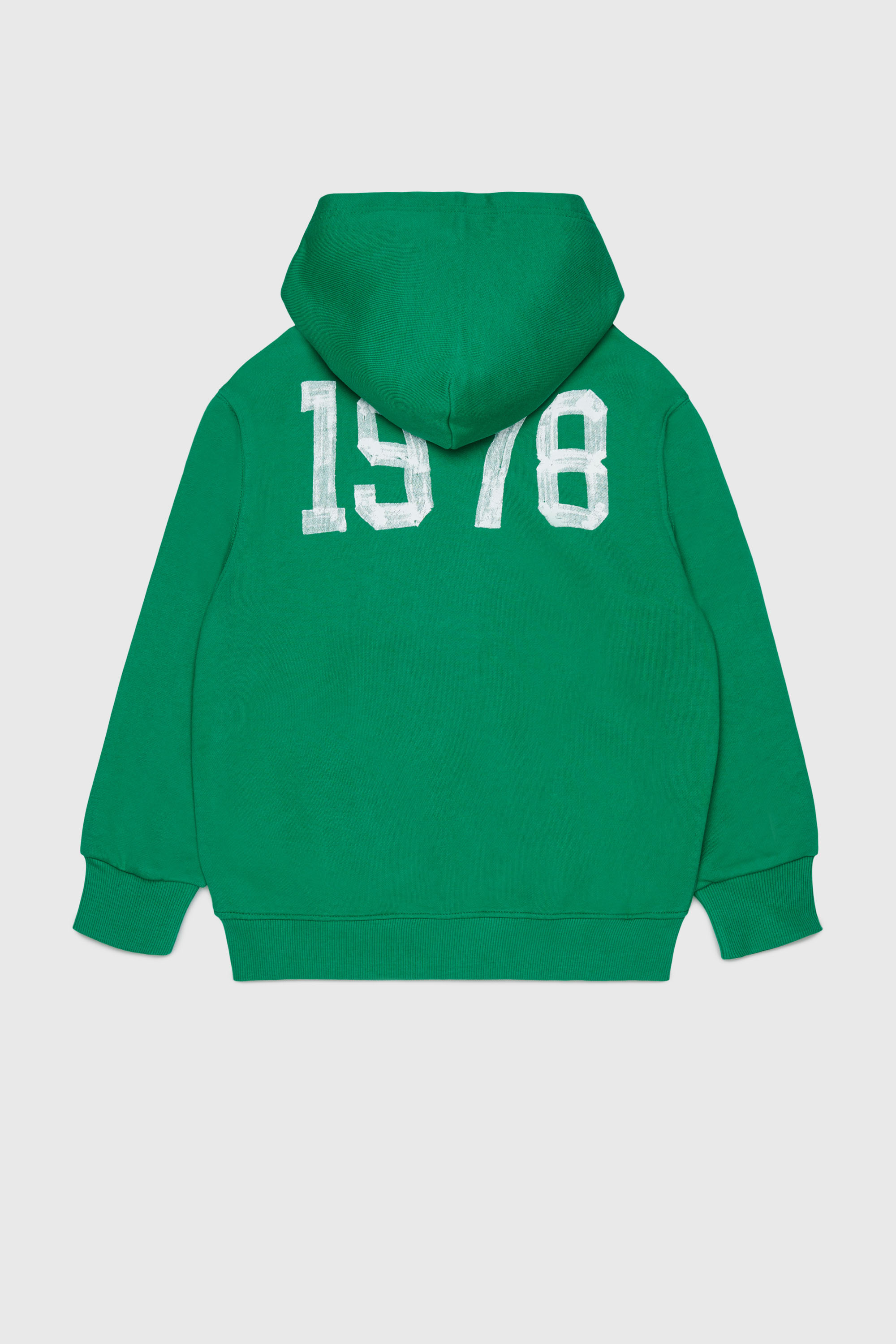 Diesel - SBANDHOOD OVER, Sweat &agrave; capuche zipp&eacute; avec logo effet peinture Homme in Vert - 2
